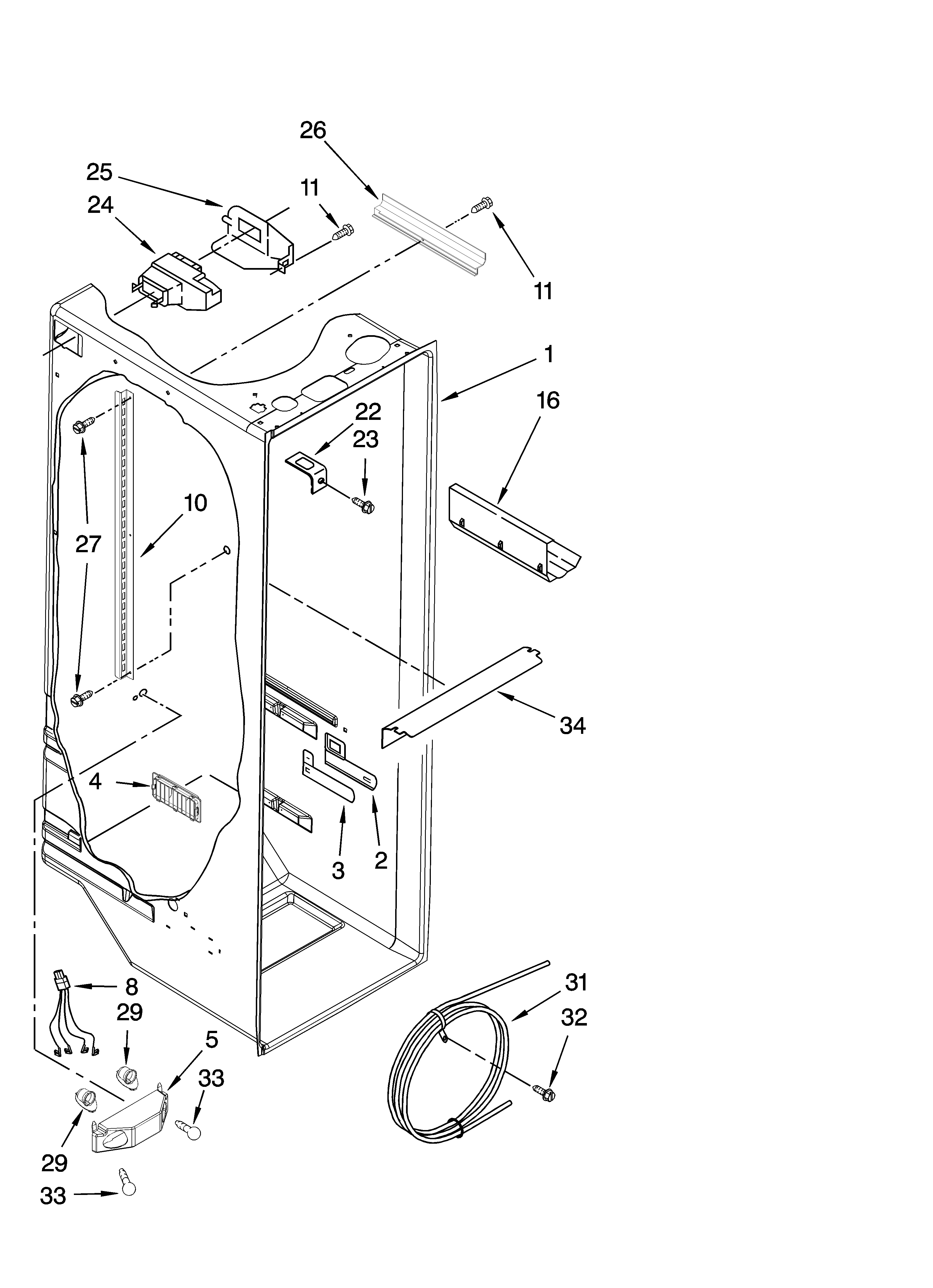 KitchenAid KSRD22FKST17 refrigerator liner parts diagram