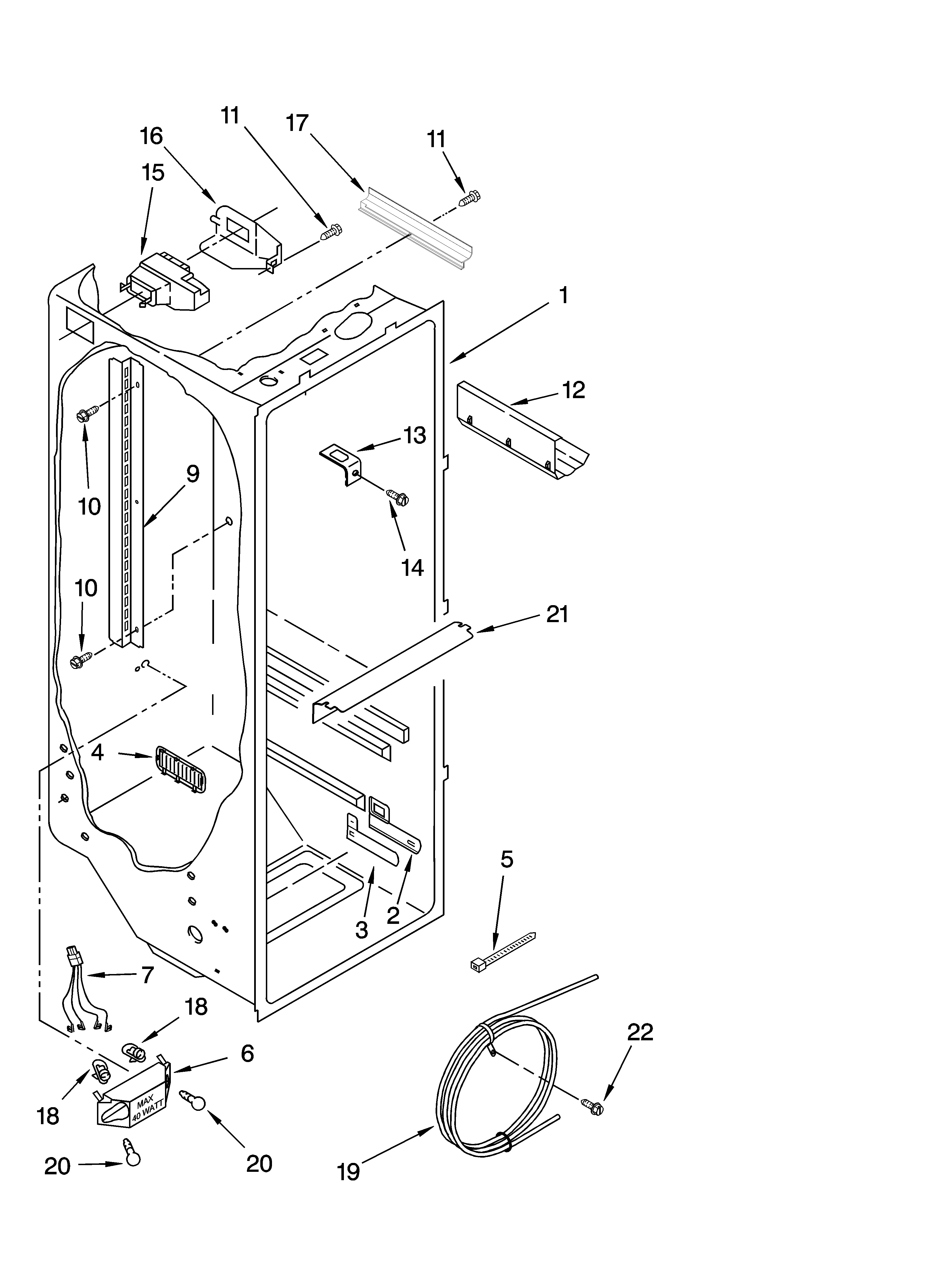 KitchenAid KSRG22FKWH17 refrigerator liner parts diagram