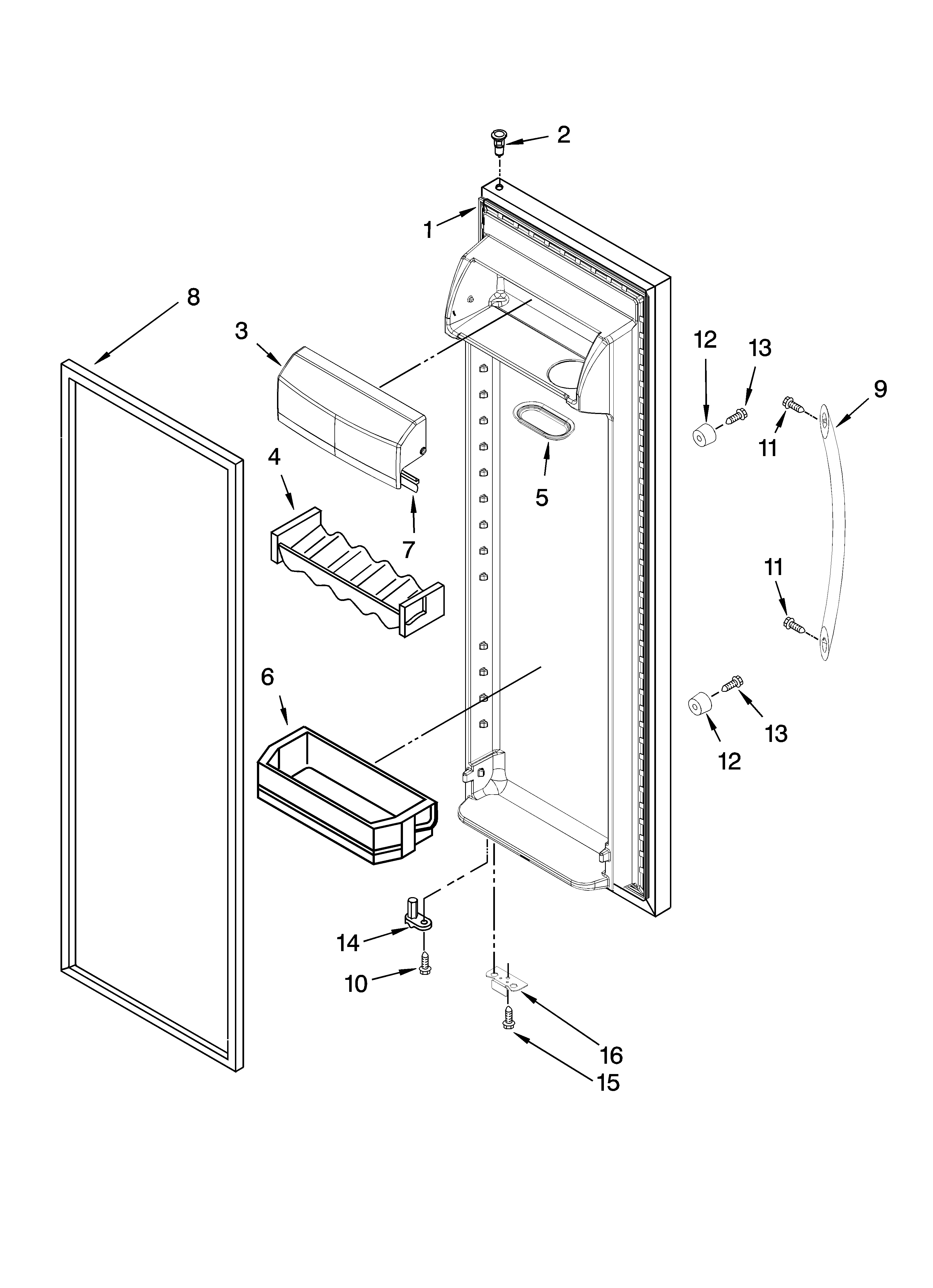 KitchenAid KSRG22FKWH17 refrigerator door parts diagram