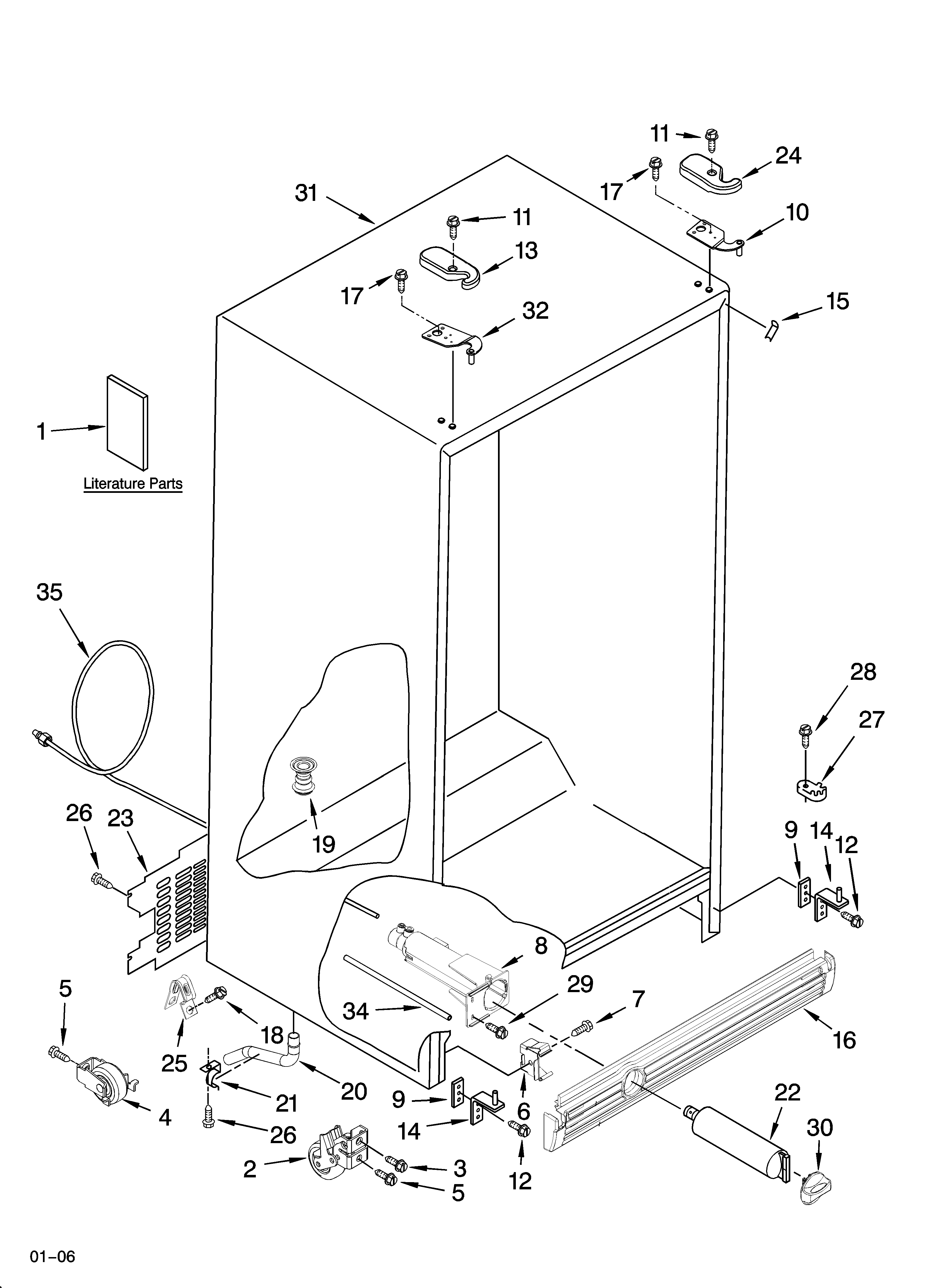 KitchenAid KSRG22FKSS17 cabinet parts diagram