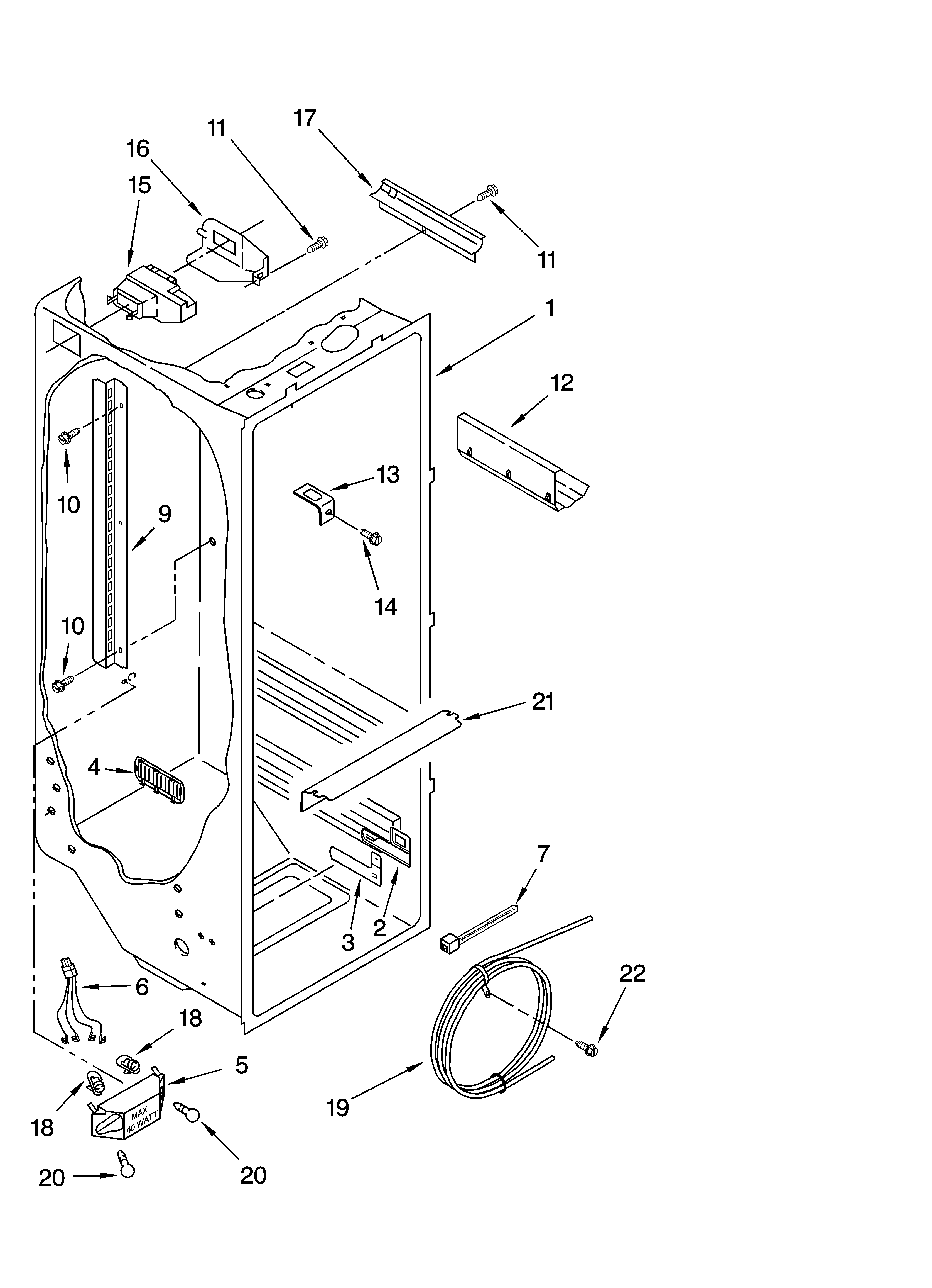 KitchenAid KSRG22FKSS17 refrigerator liner parts diagram