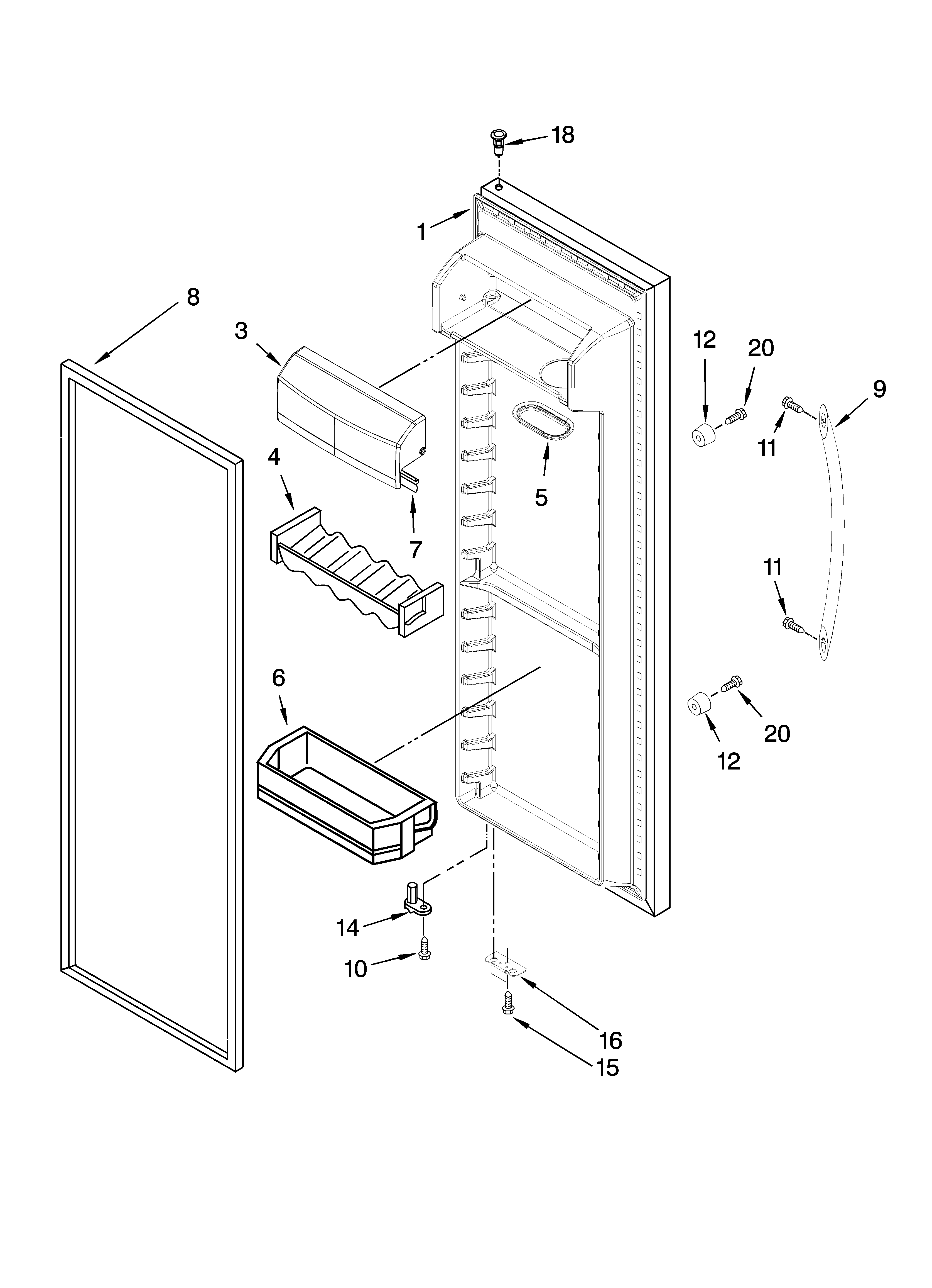 KitchenAid KSRG22FKSS17 refrigerator door parts diagram