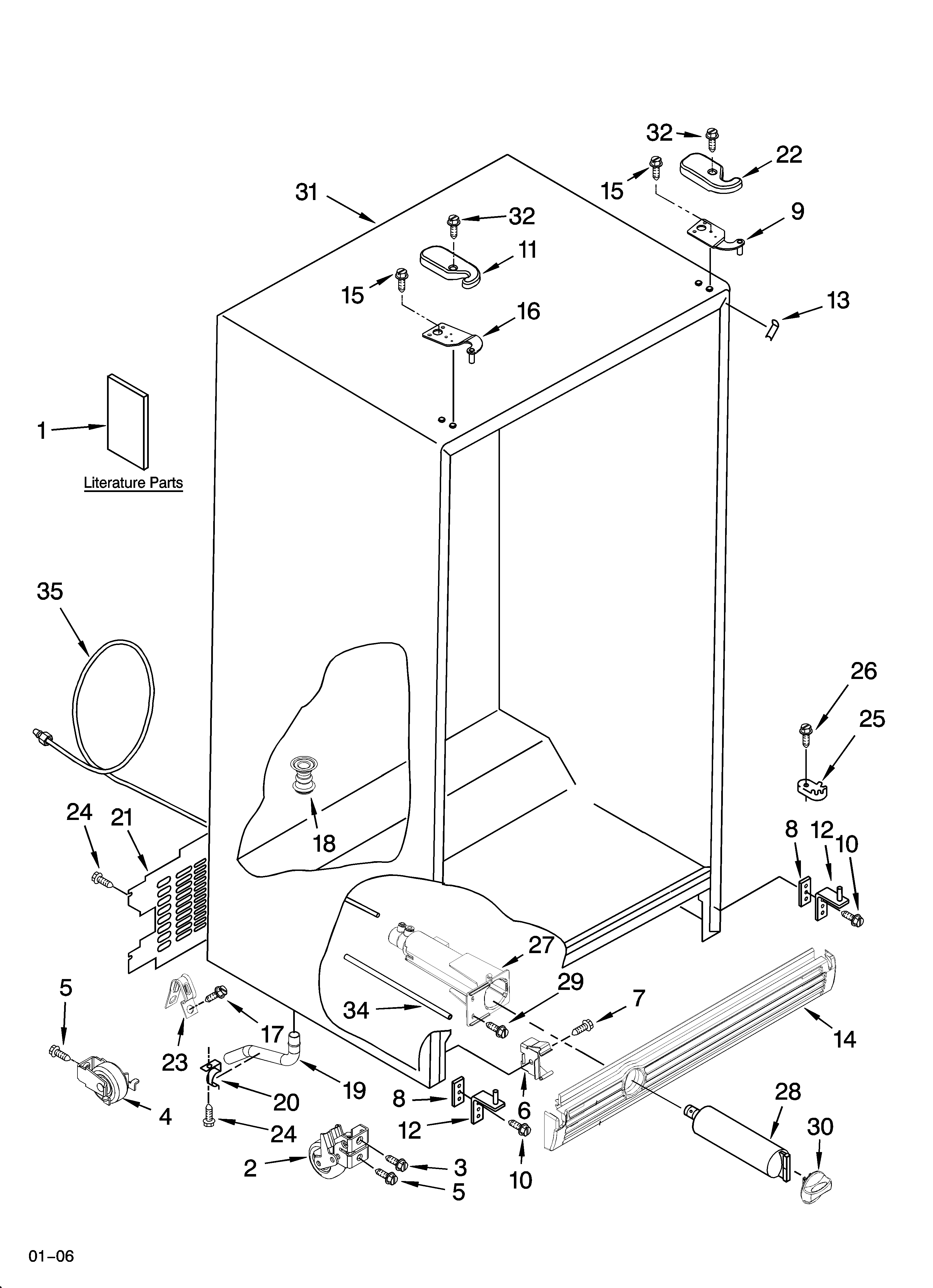KitchenAid KSRG25FKBT17 cabinet parts diagram