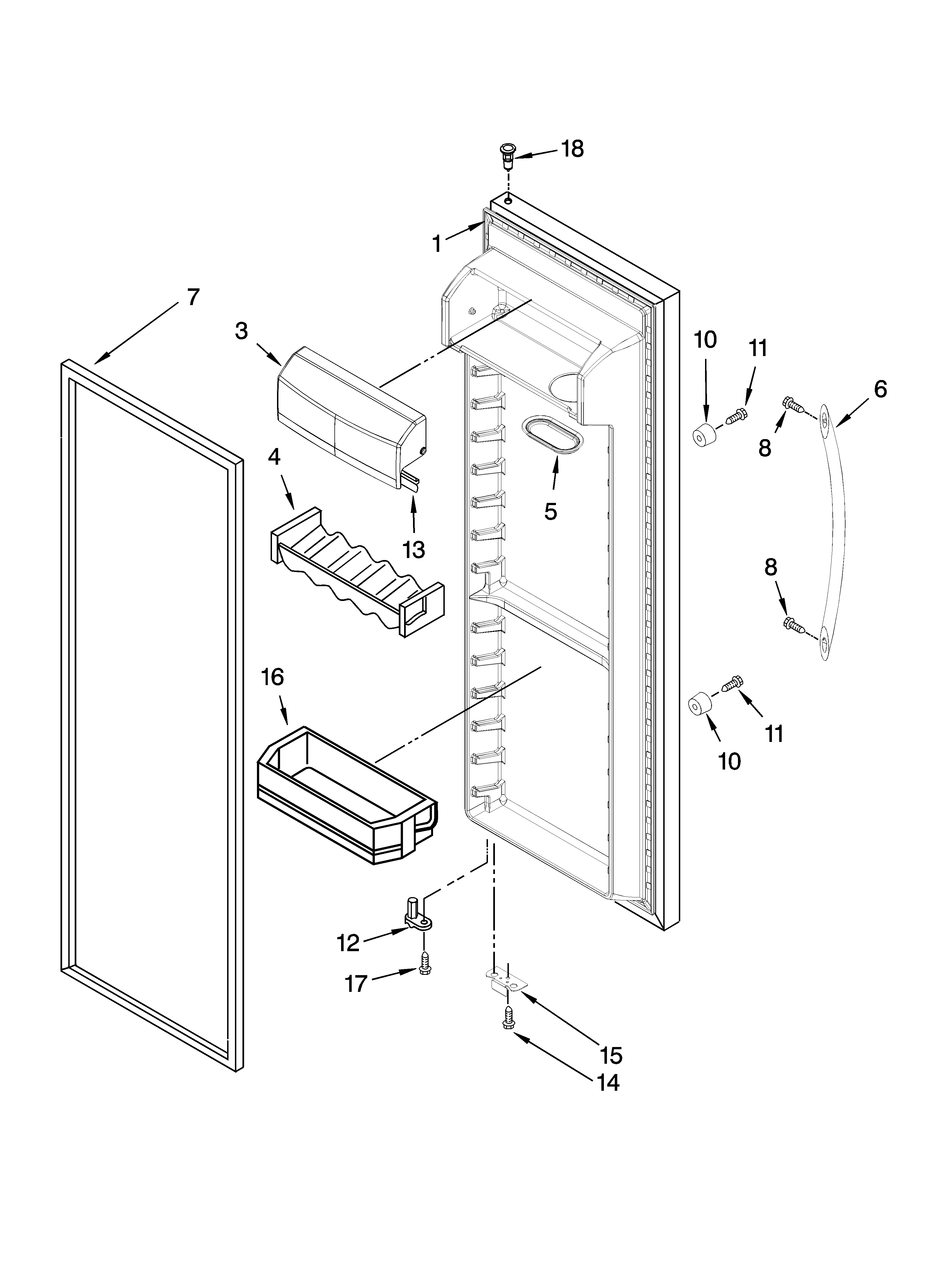KitchenAid KSRG25FKBT17 refrigerator door parts diagram