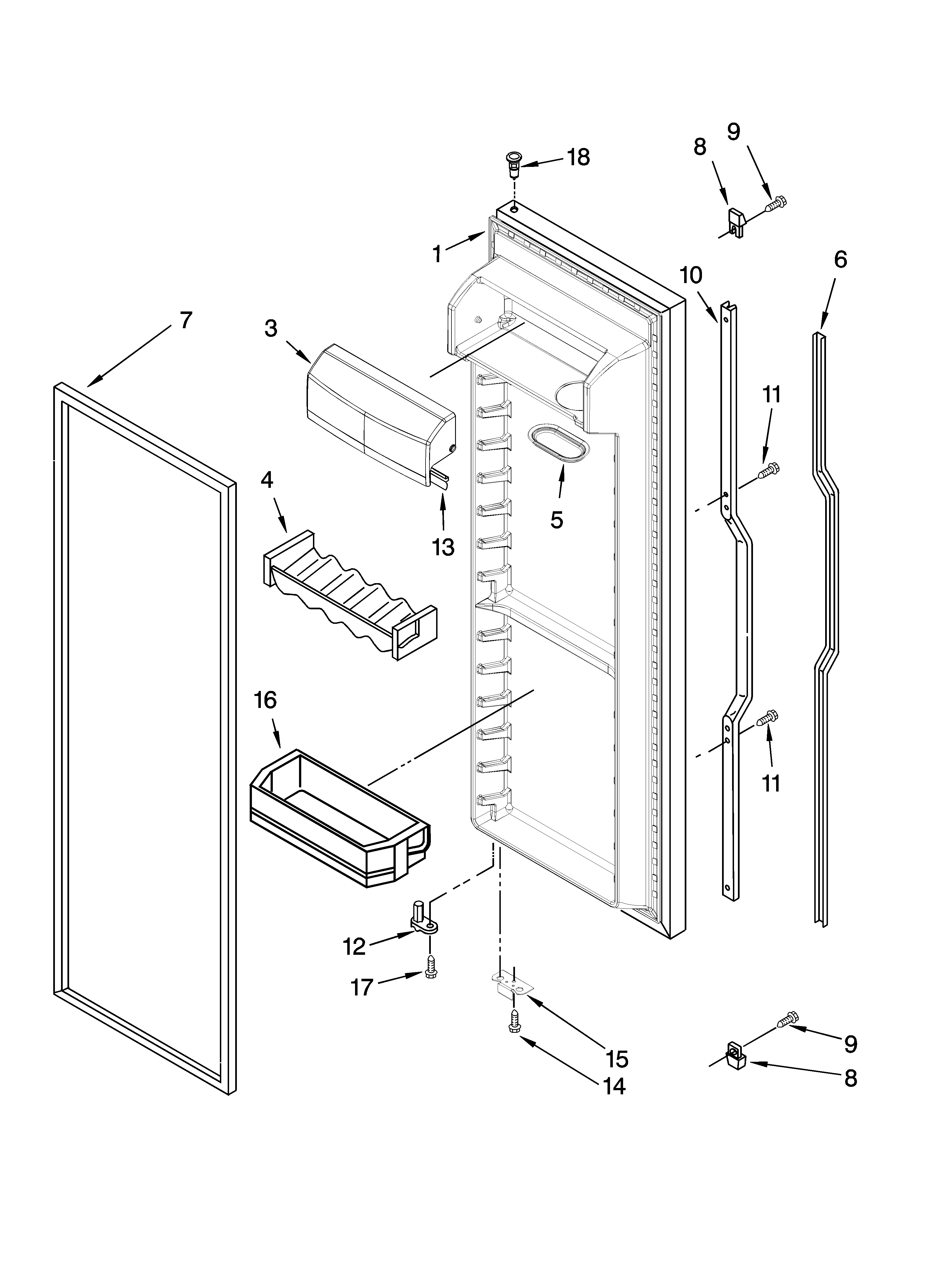 KitchenAid KSRI25FNST02 refrigerator door parts diagram