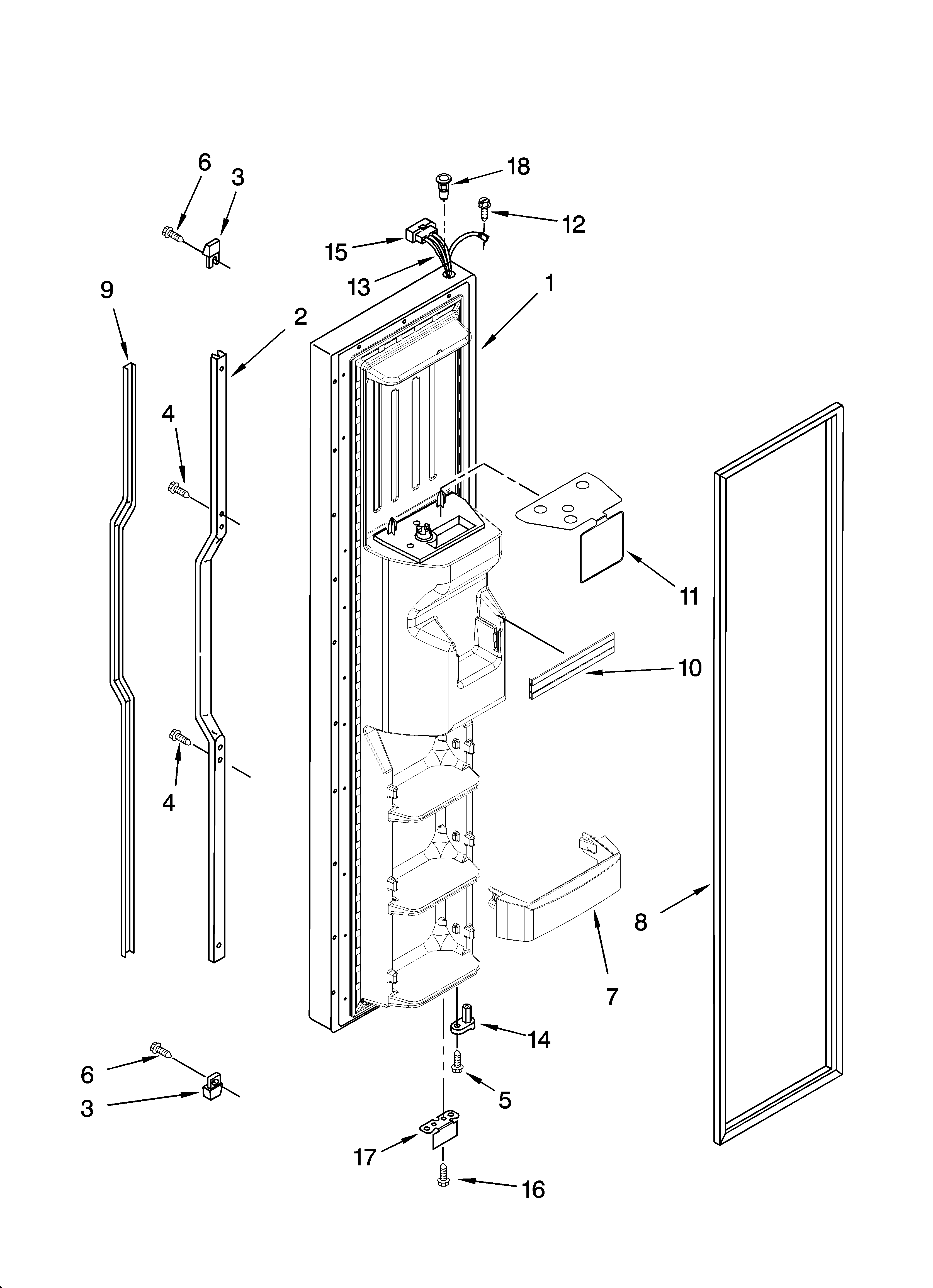 KitchenAid KSRI25FNST02 freezer door parts diagram