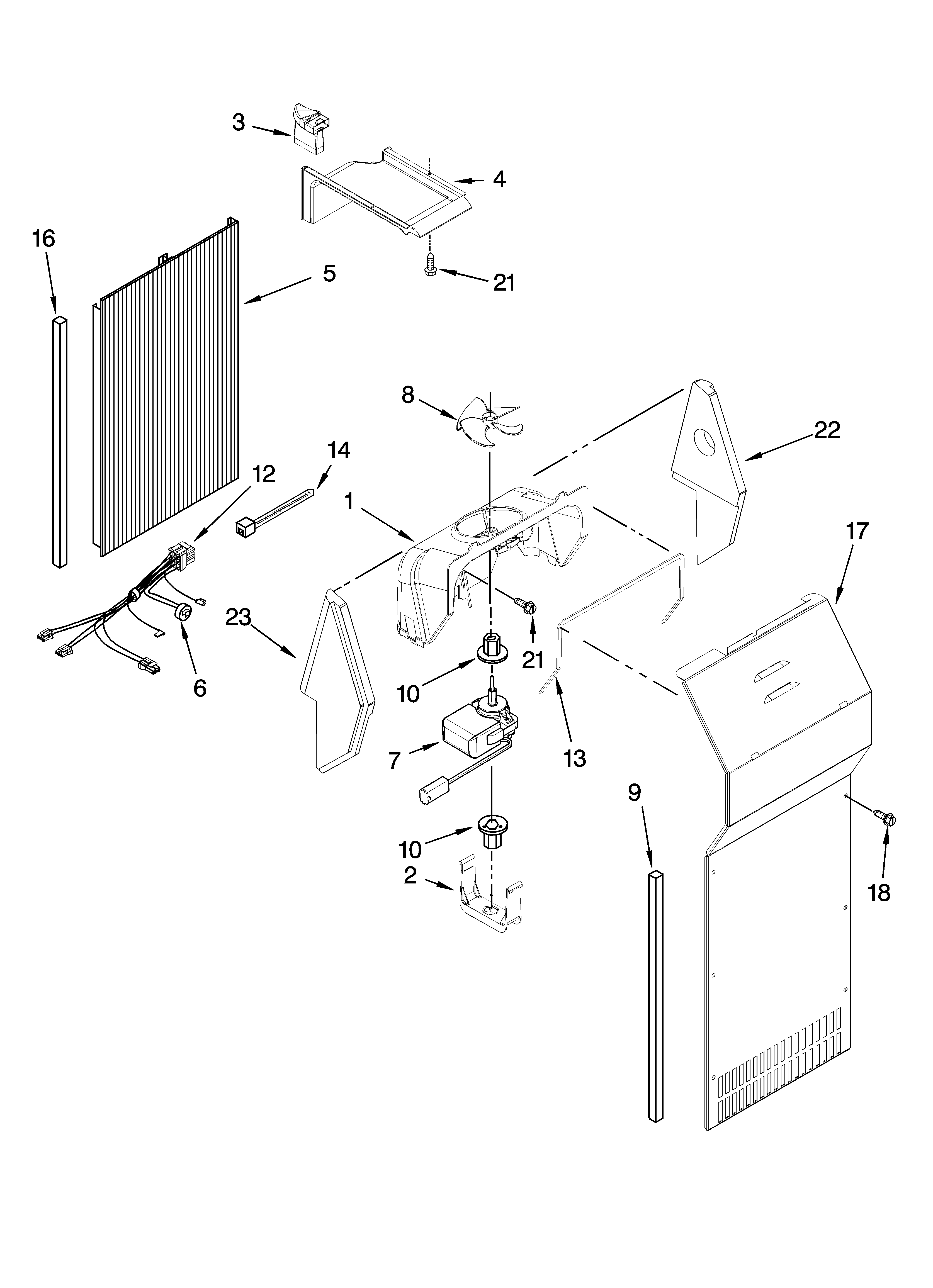 KitchenAid KSRI25FNST02 air flow parts diagram