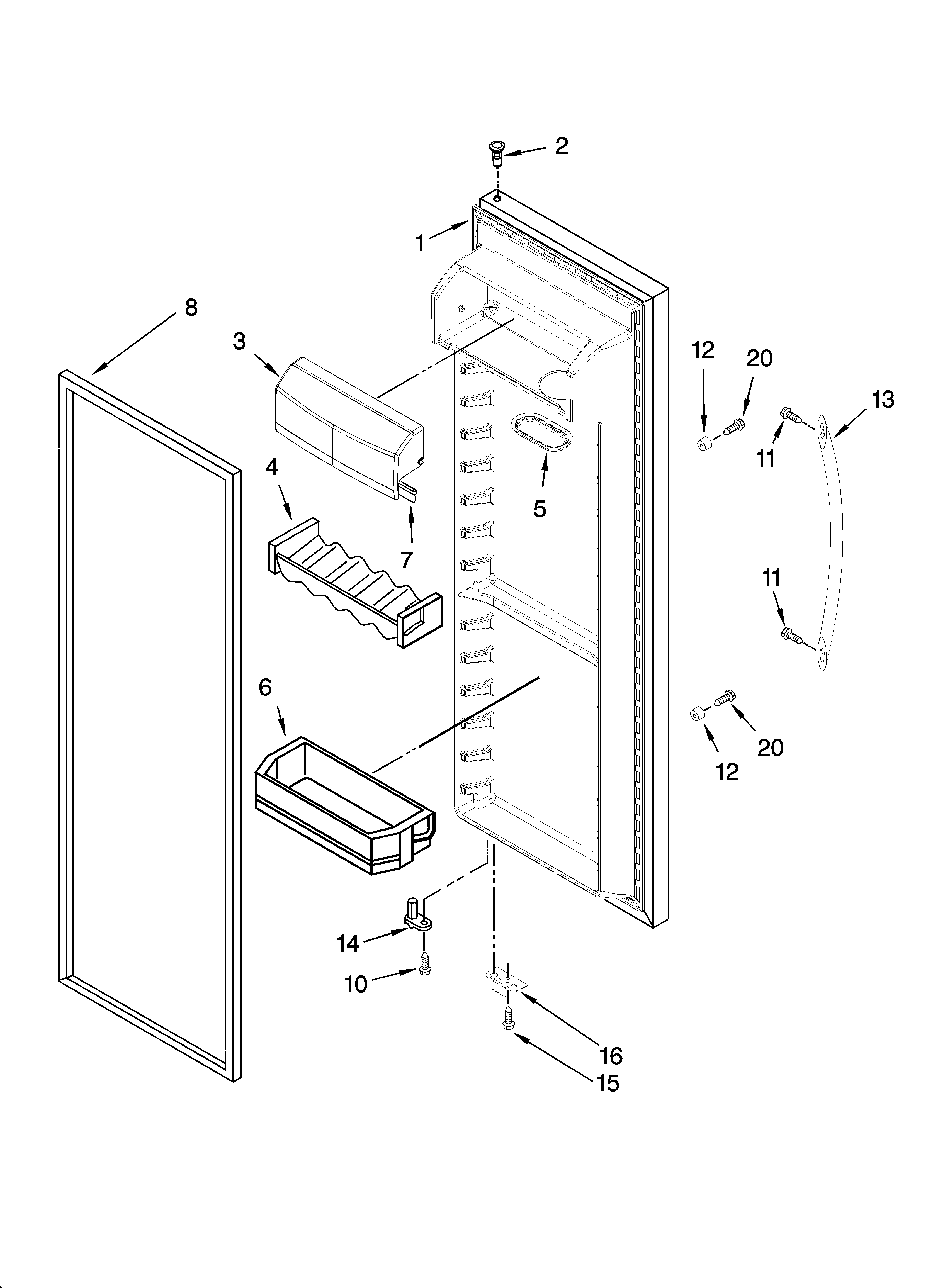 KitchenAid KSRP22FSBT00 refrigerator door parts diagram