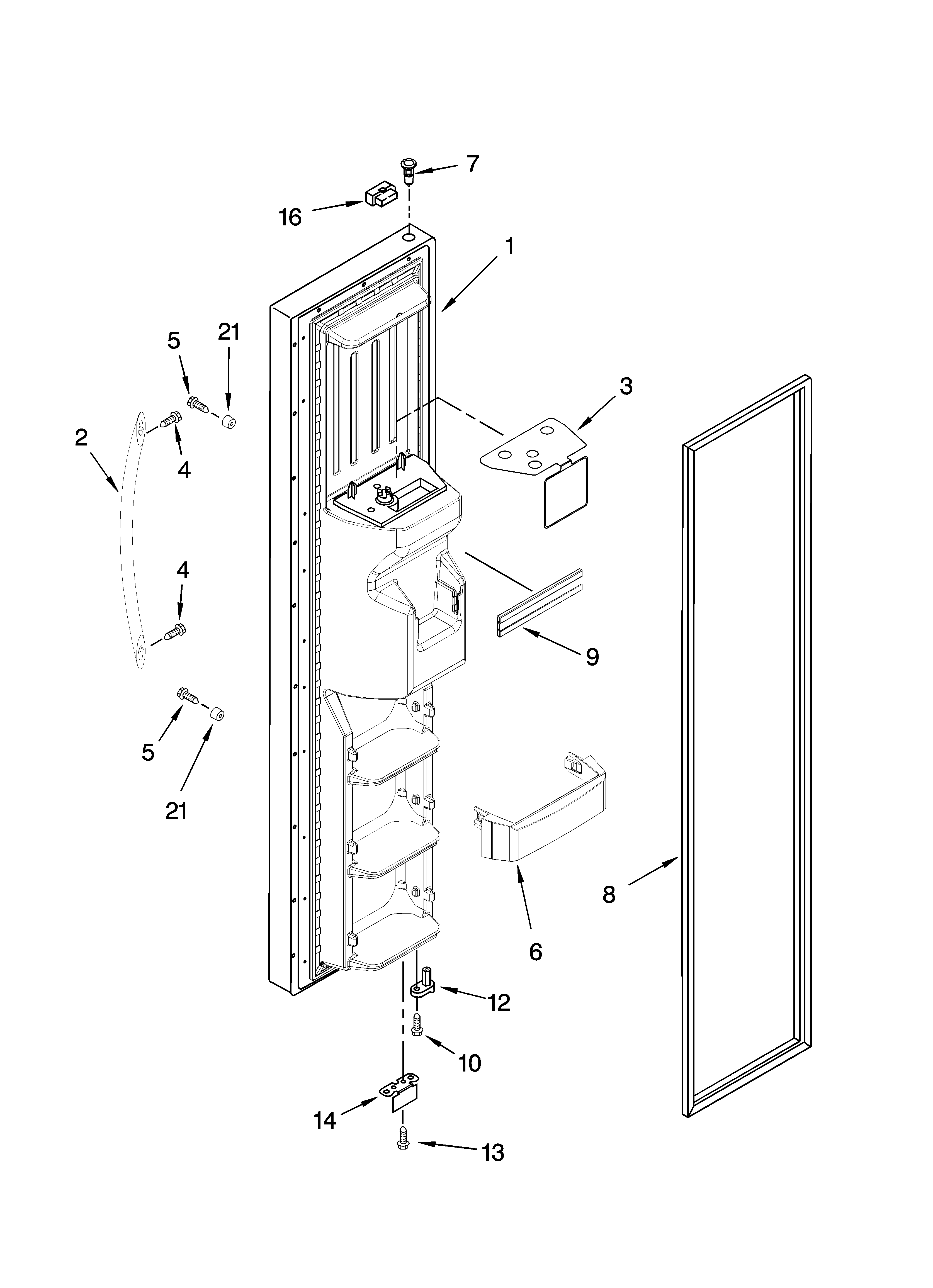 KitchenAid KSRP22FSBT00 freezer door parts diagram