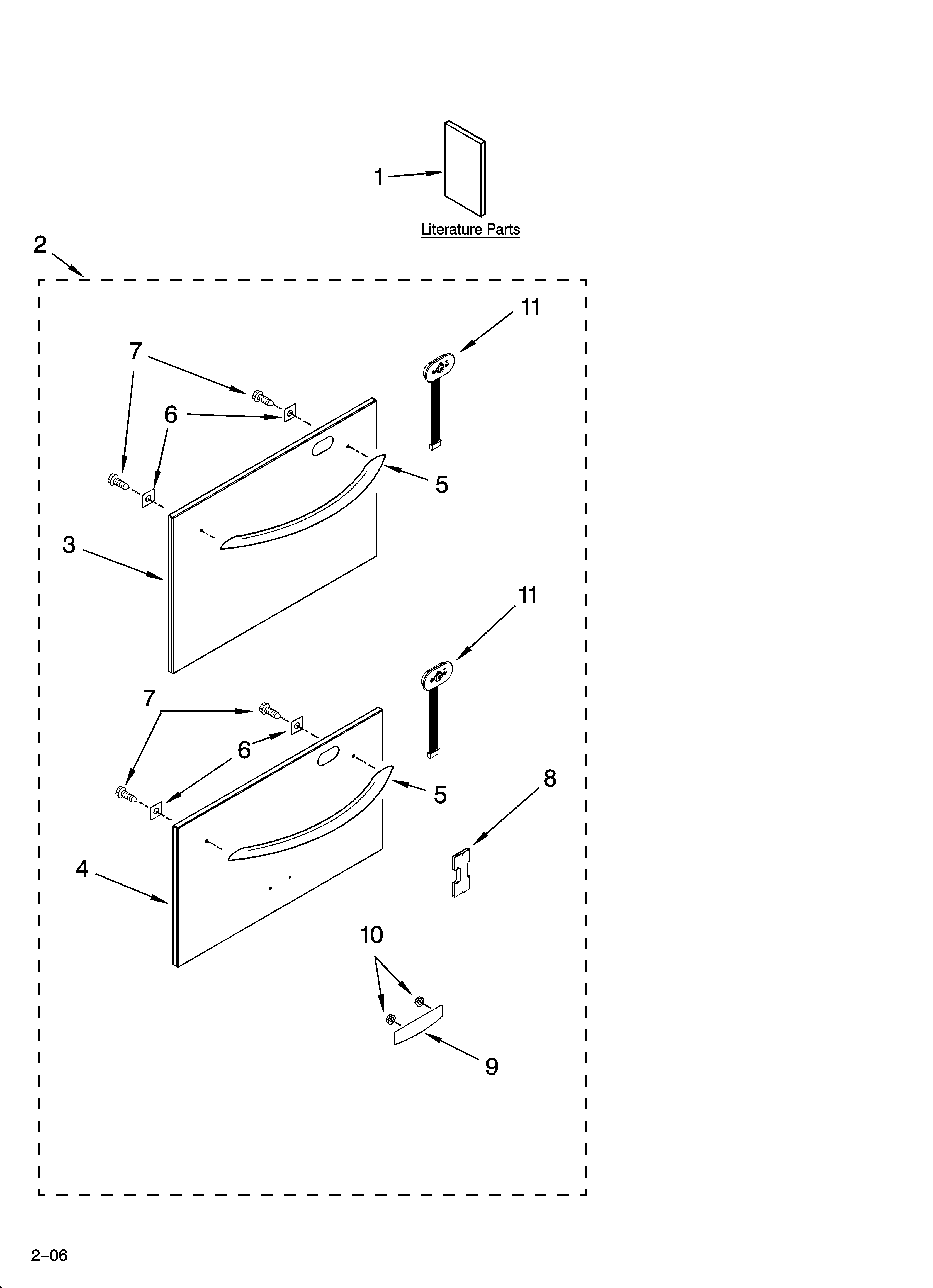 KitchenAid KUDD01DPPA1 architect series drawer and panel parts diagram