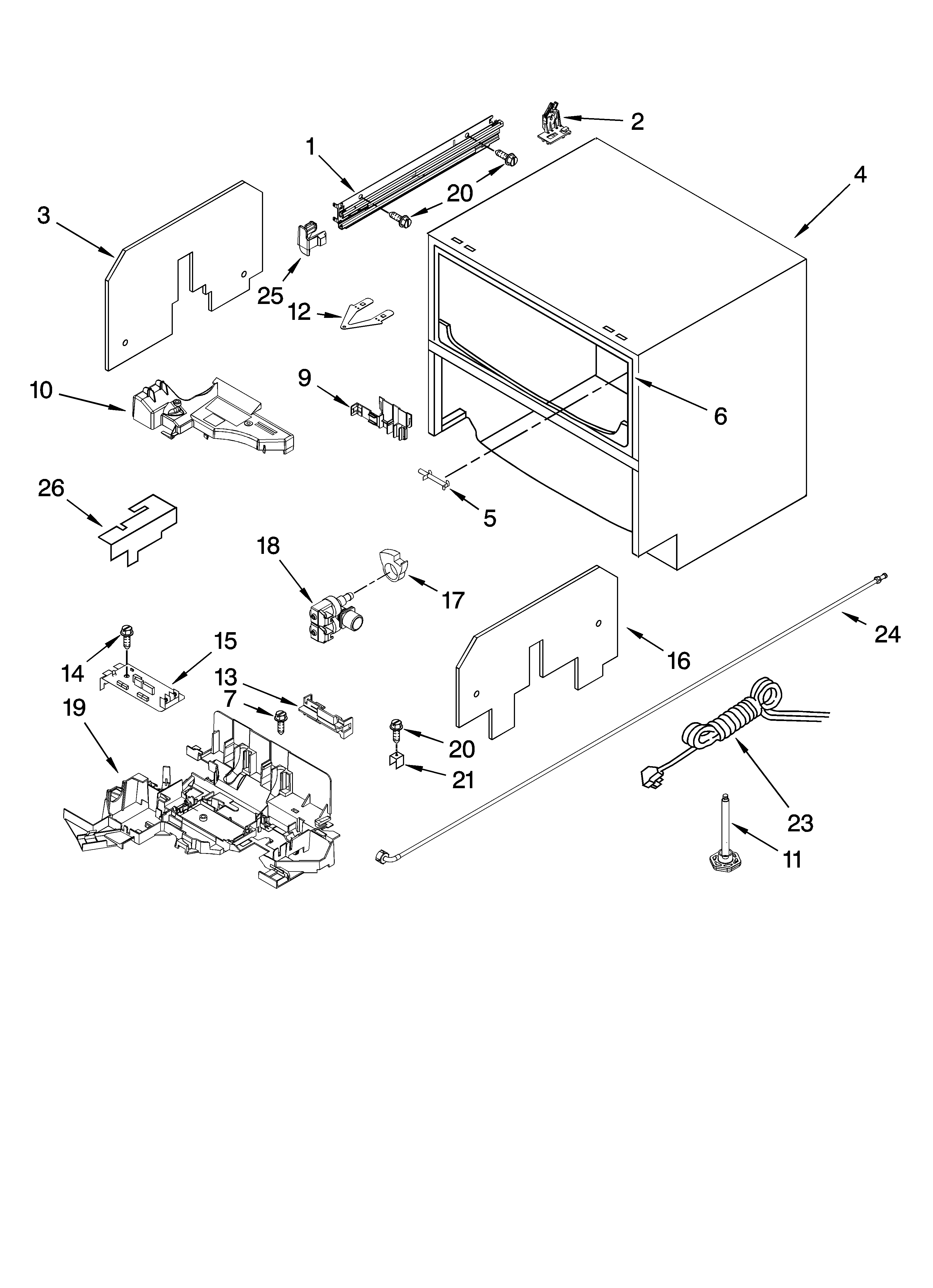 KitchenAid KUDD01DPPA1 cabinet parts diagram