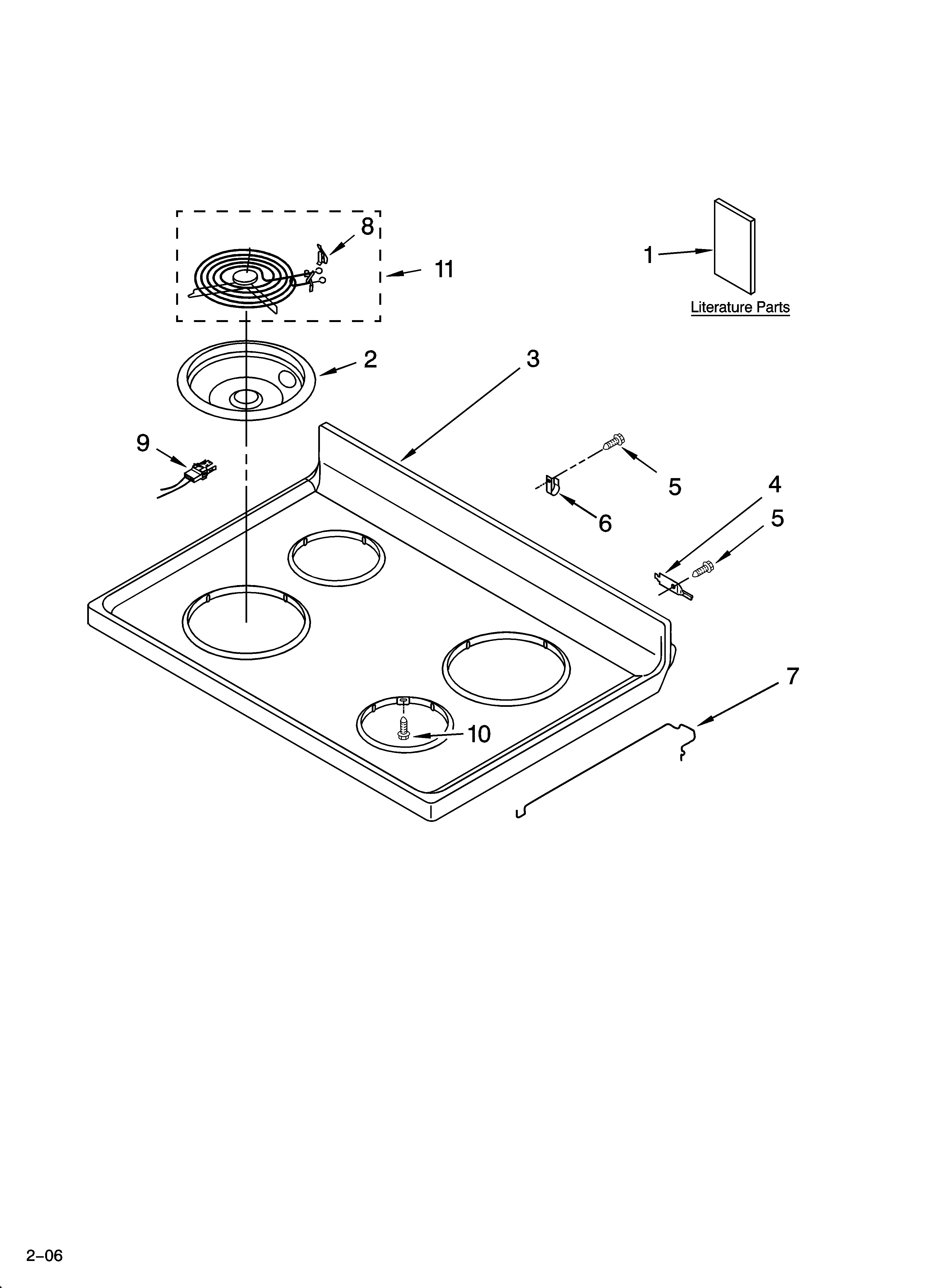 Whirlpool RF315PXPT3 cooktop parts diagram