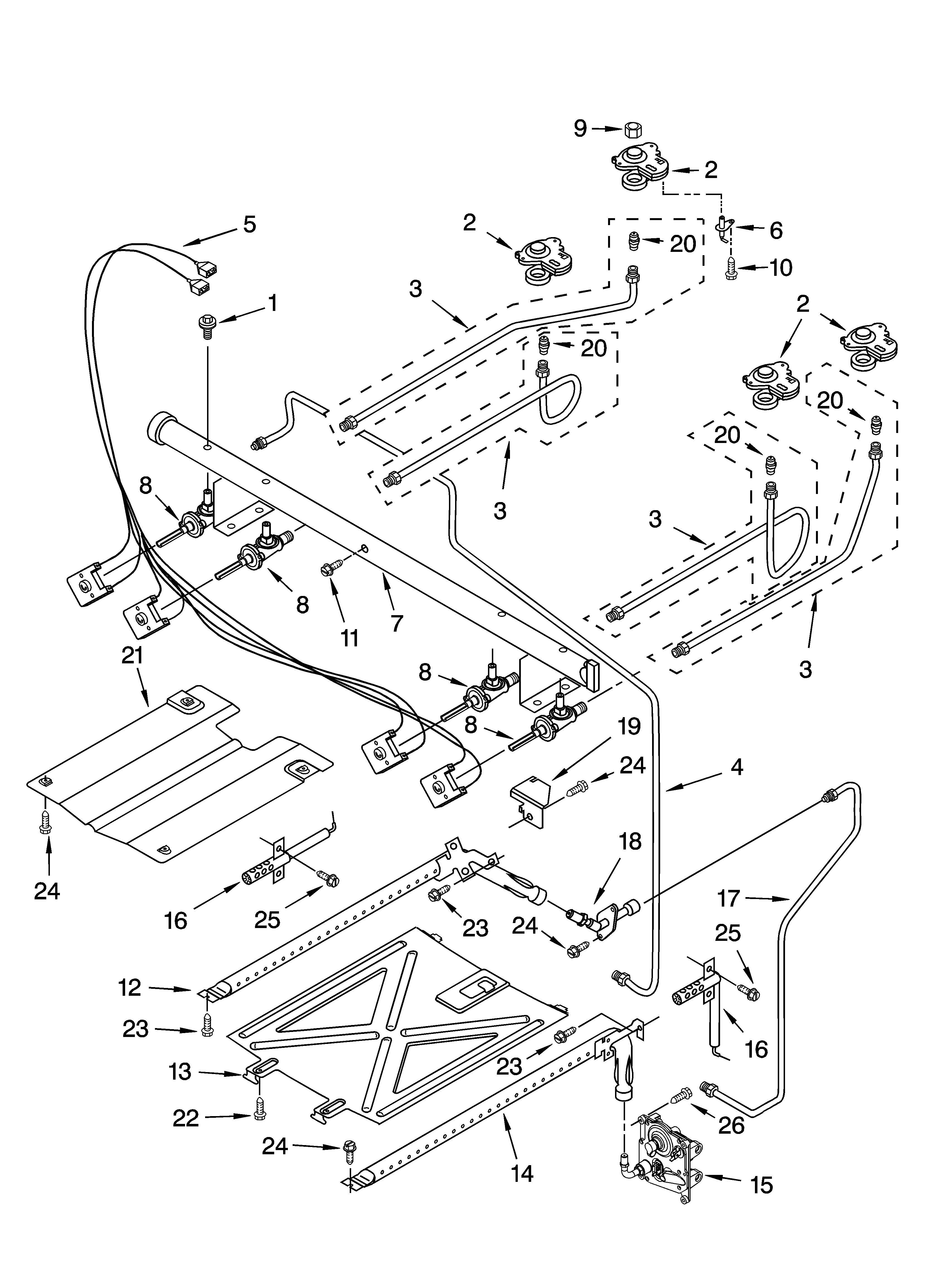 Whirlpool SF196LEPQ3 manifold parts diagram