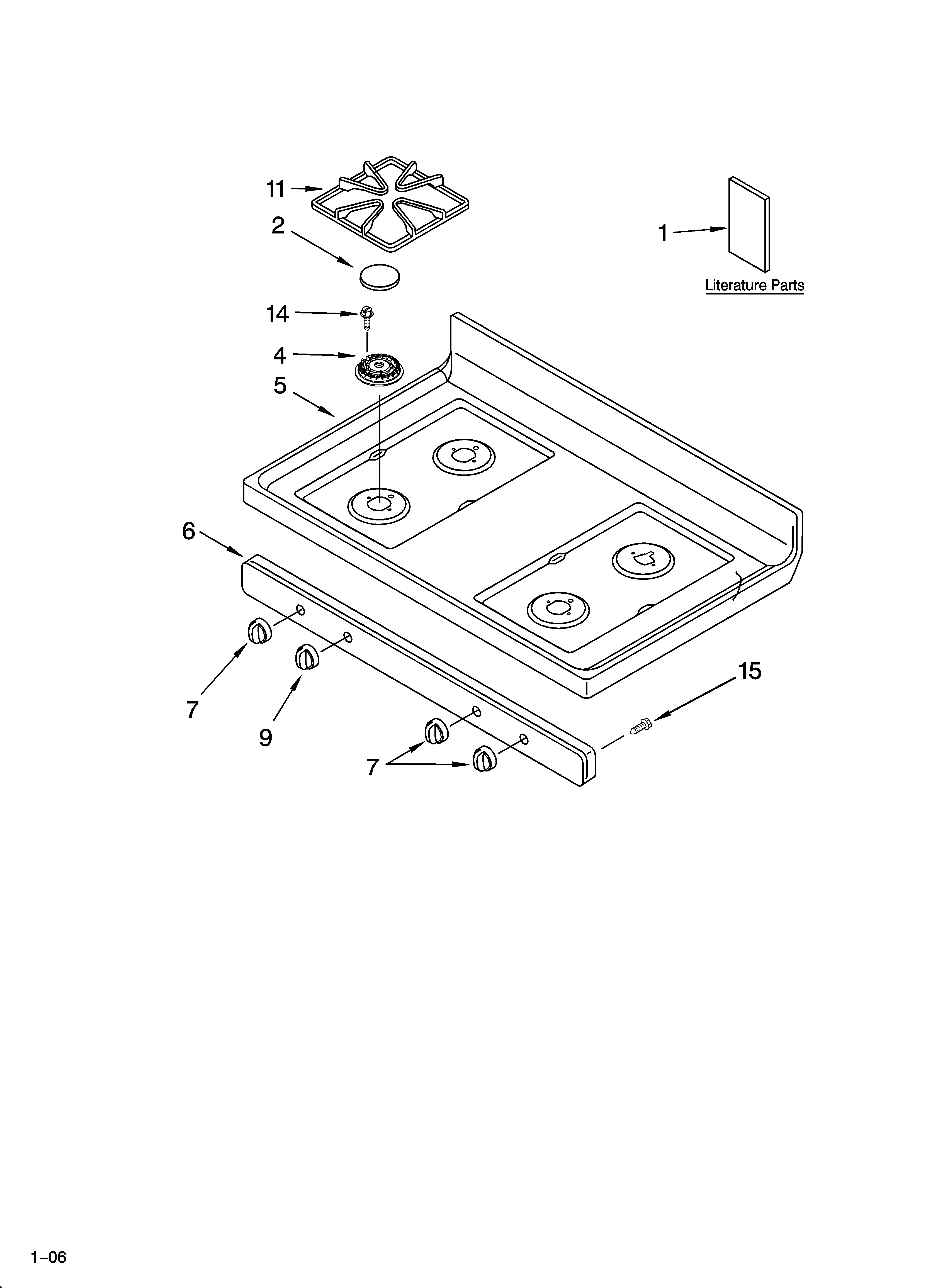 Whirlpool SF369LEPQ3 cooktop parts diagram