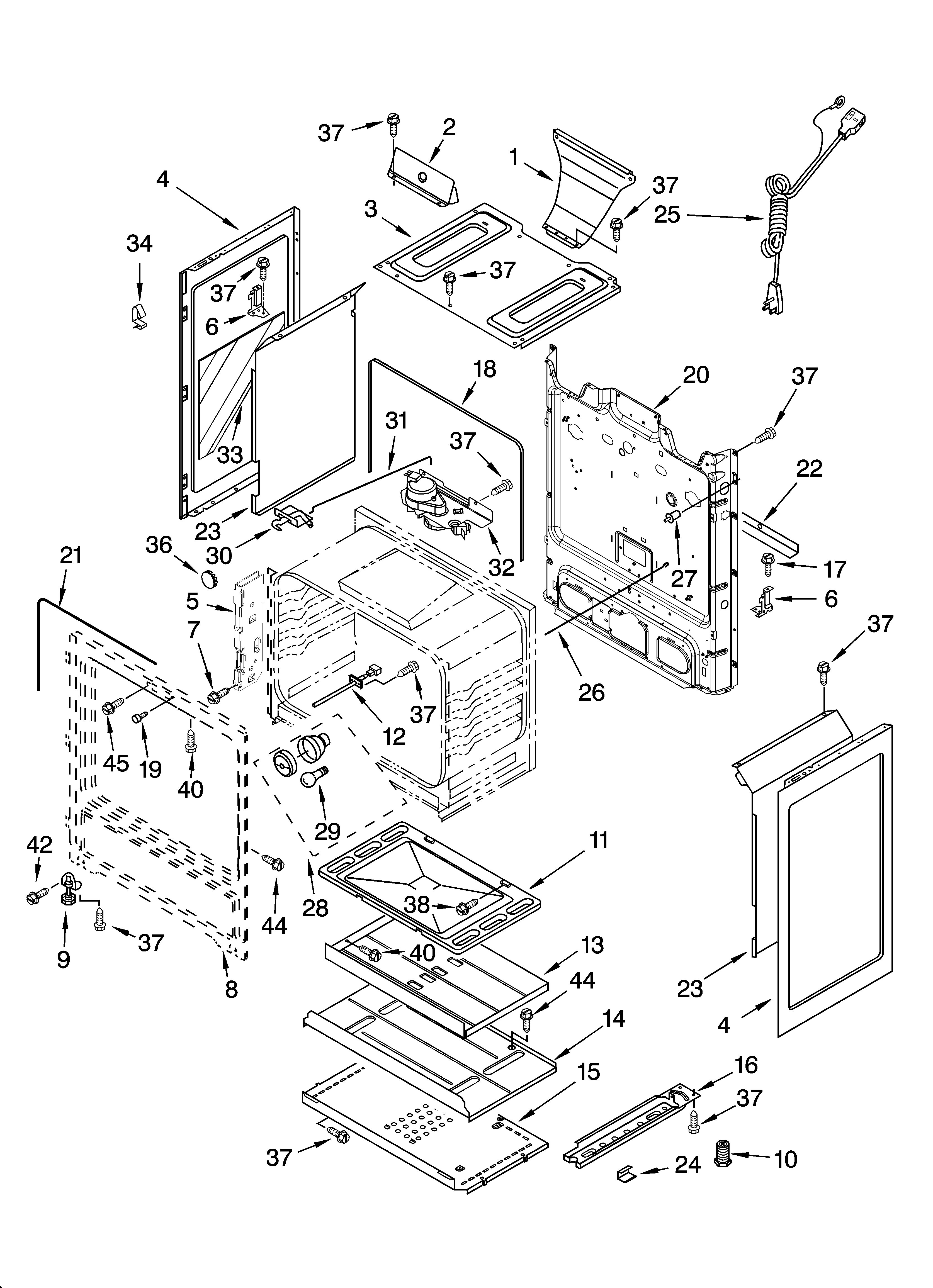Whirlpool SF369LEPQ3 chassis parts diagram
