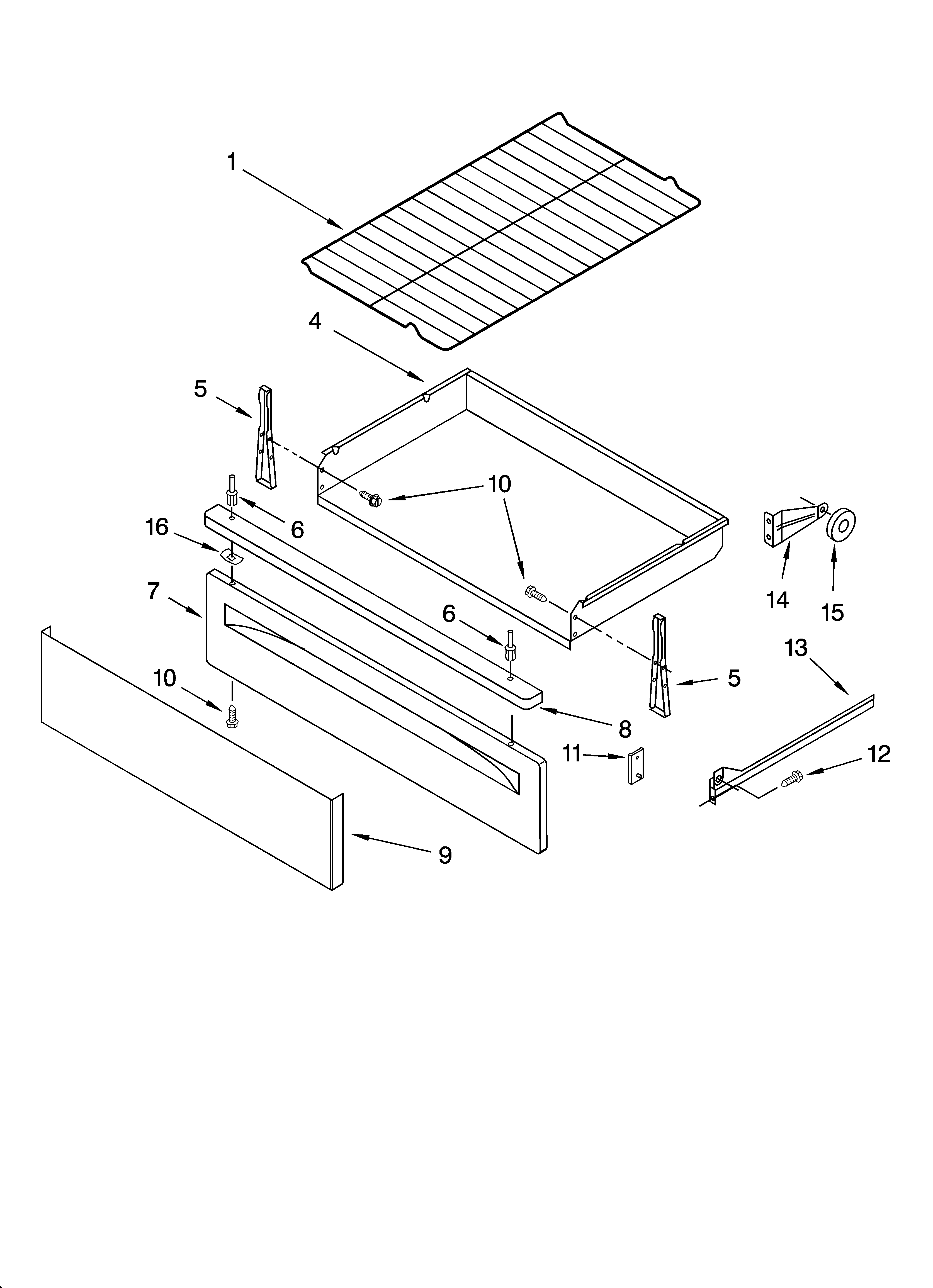 Whirlpool SF369LEPQ3 drawer & broiler parts diagram