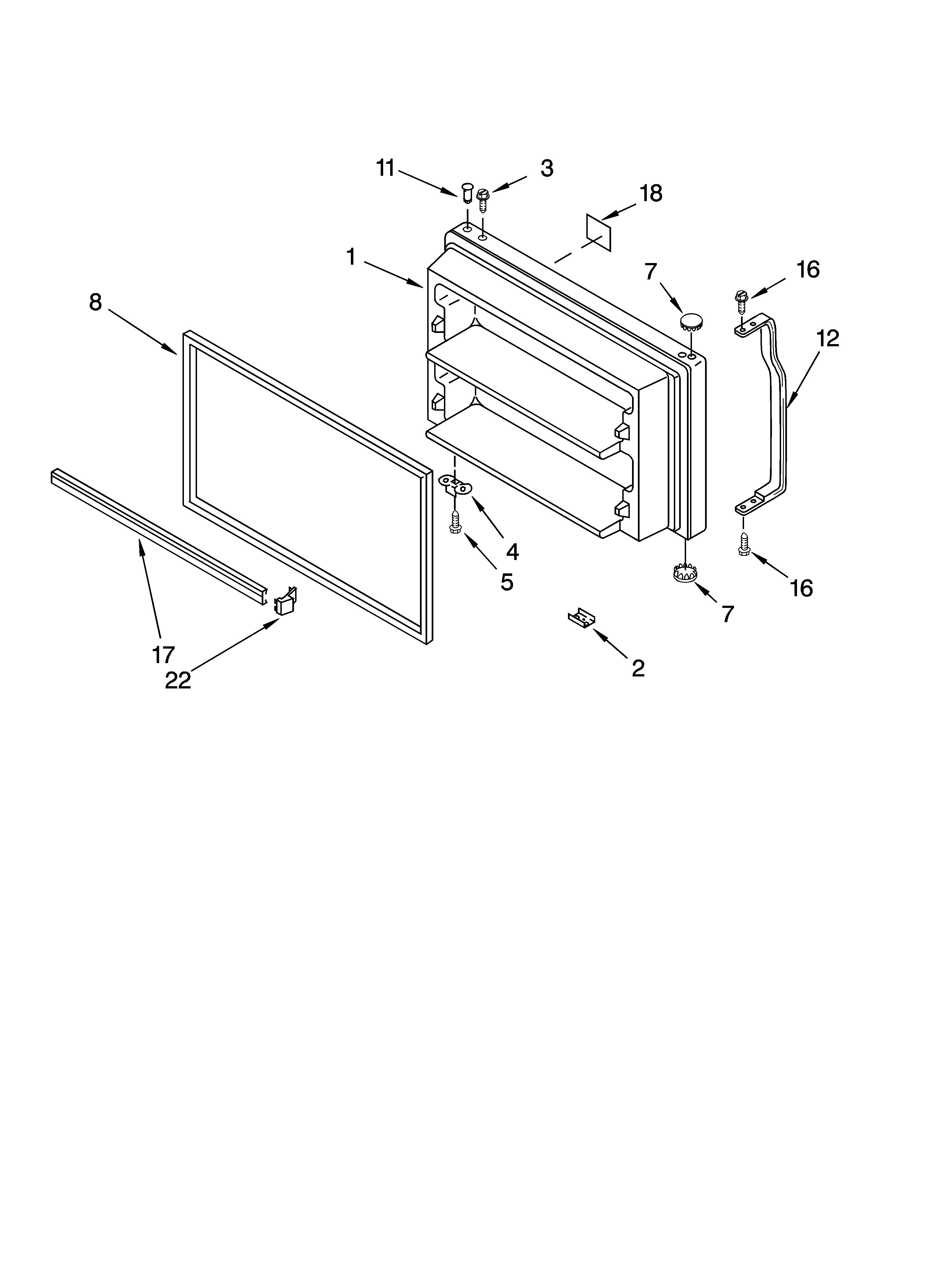 Estate TT18AKXPQ04 freezer door parts diagram