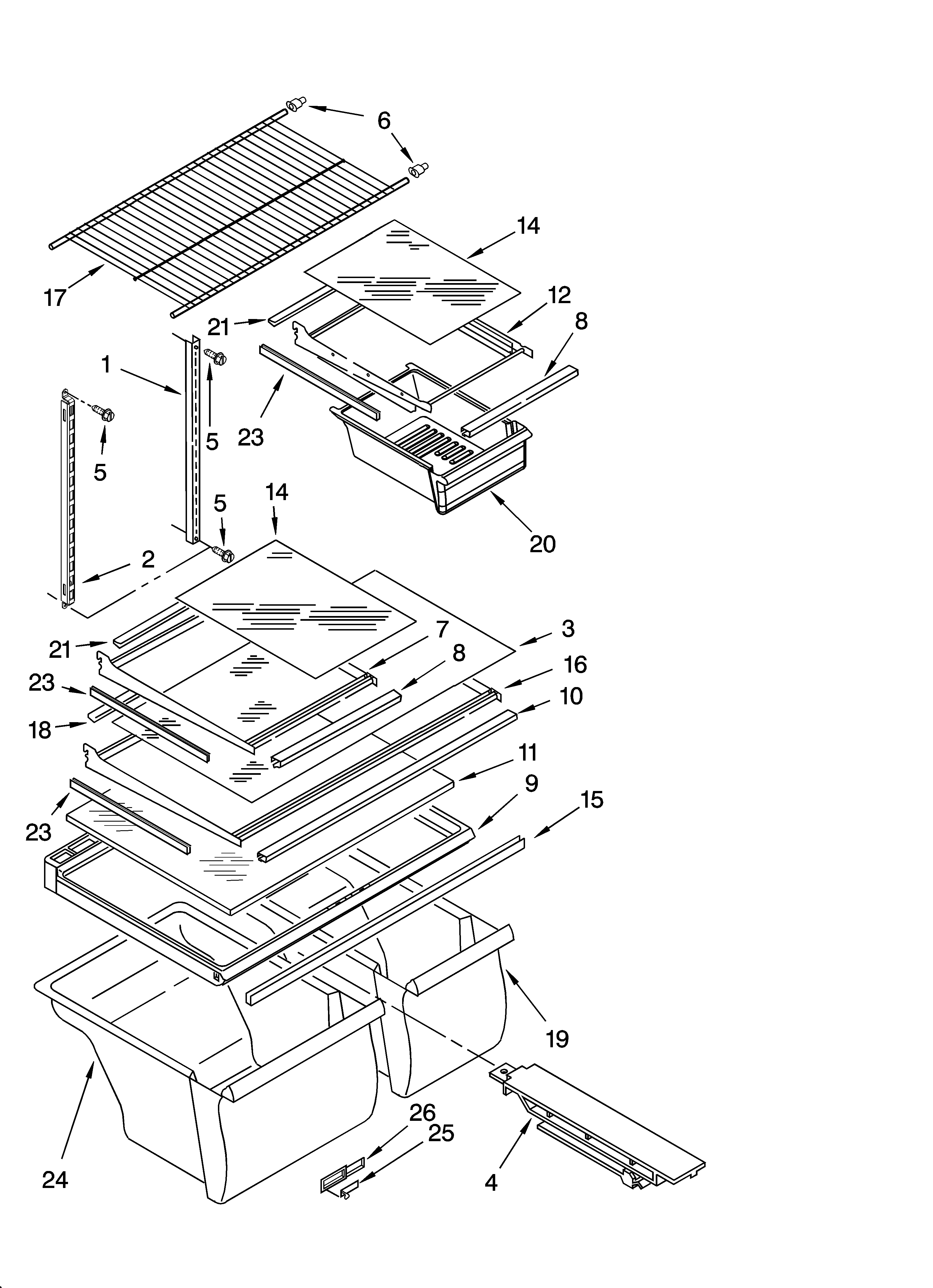 Estate TT18AKXPQ04 shelf parts diagram