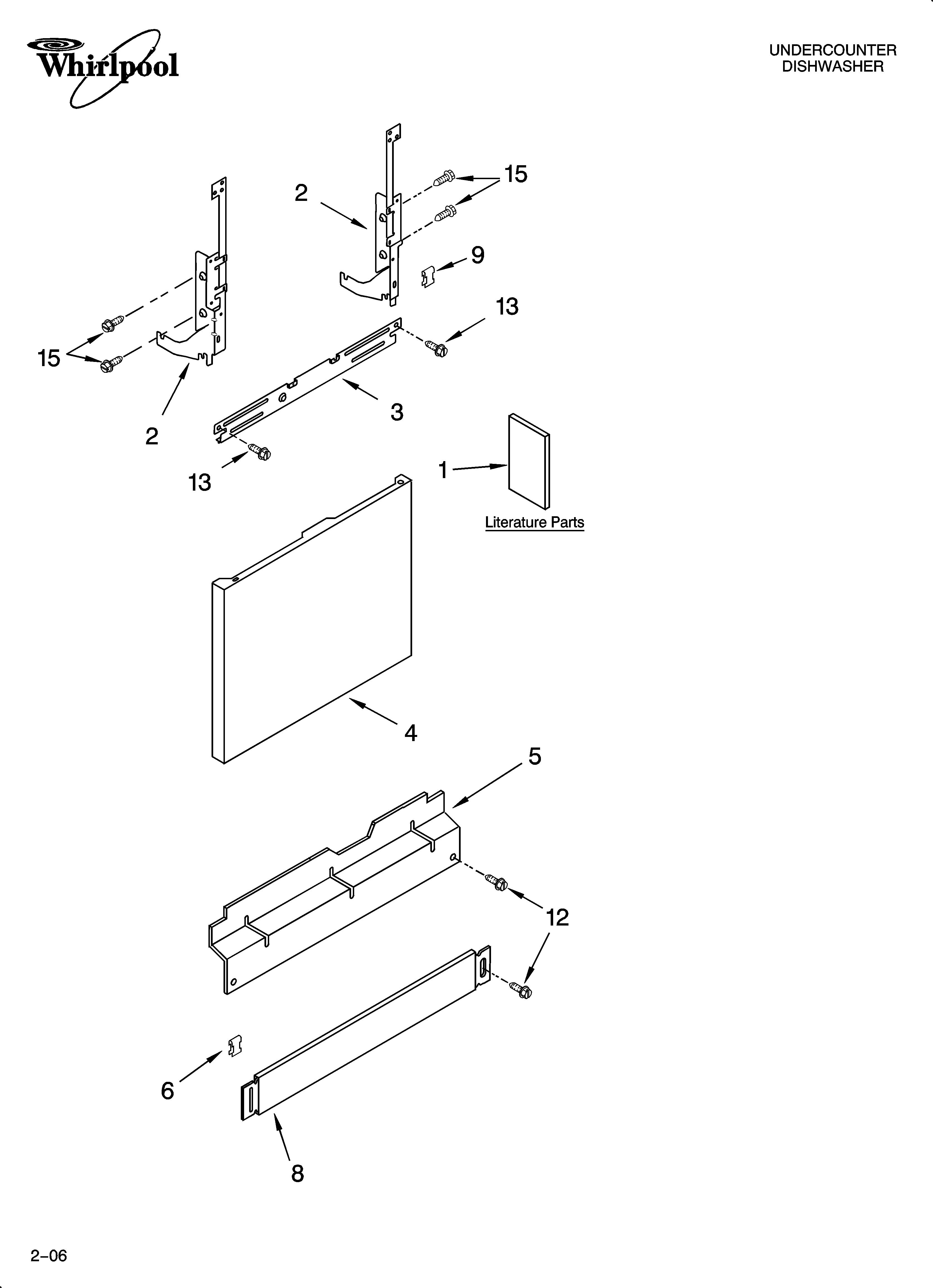 Whirlpool DU1065XTPS1 door and panel parts diagram