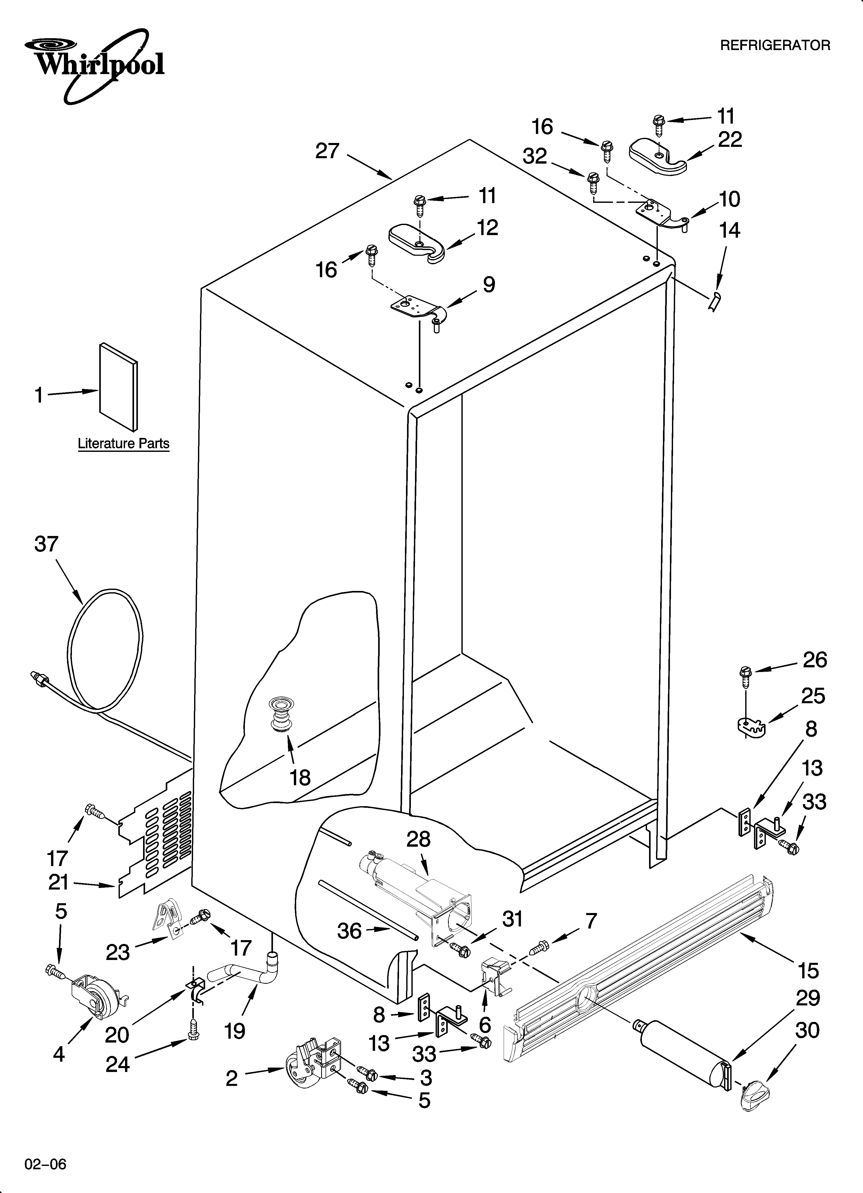 Whirlpool ED2FHEXNL02 cabinet parts diagram