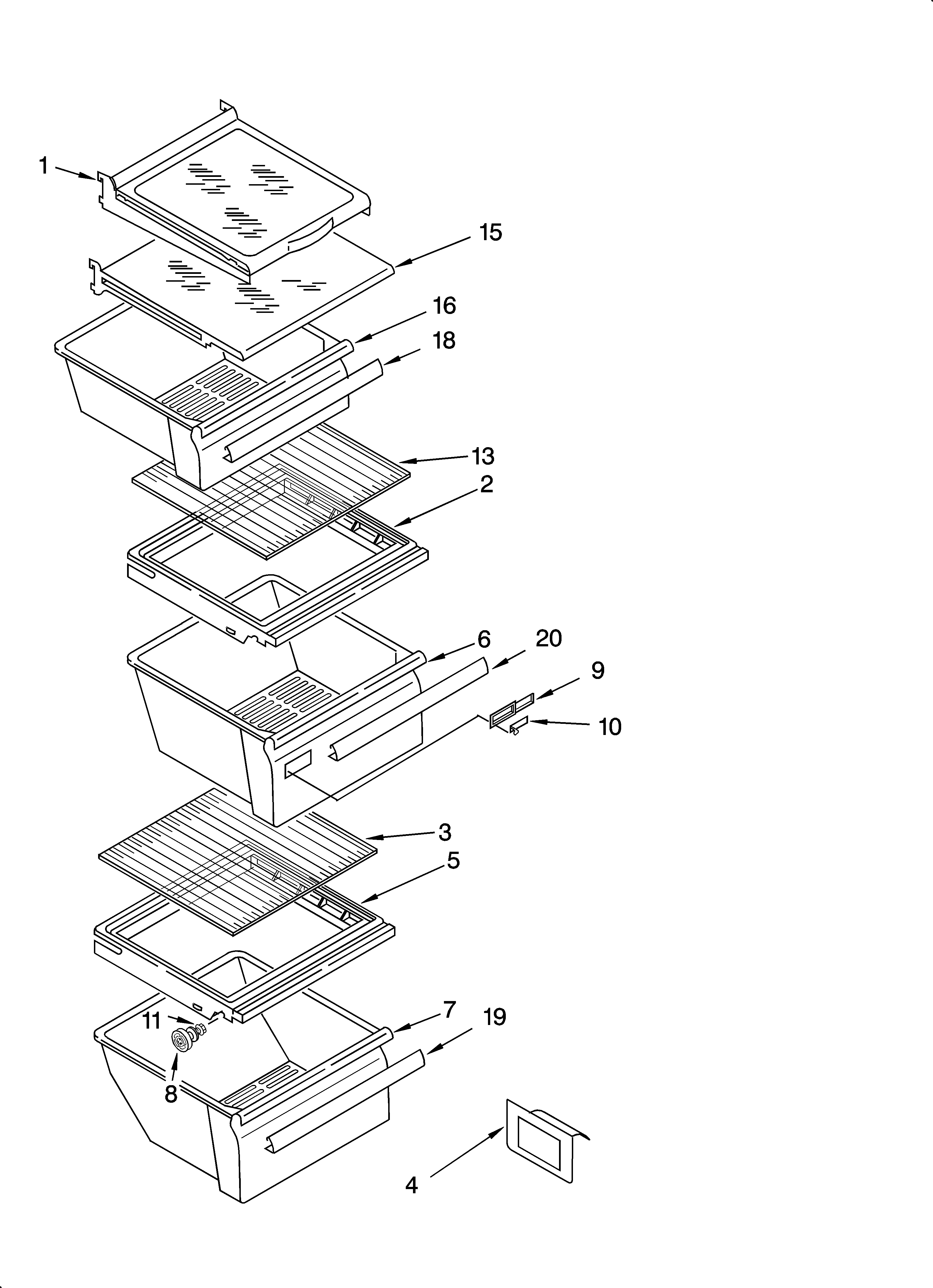 Whirlpool ED2FHEXNL02 refrigerator shelf parts diagram