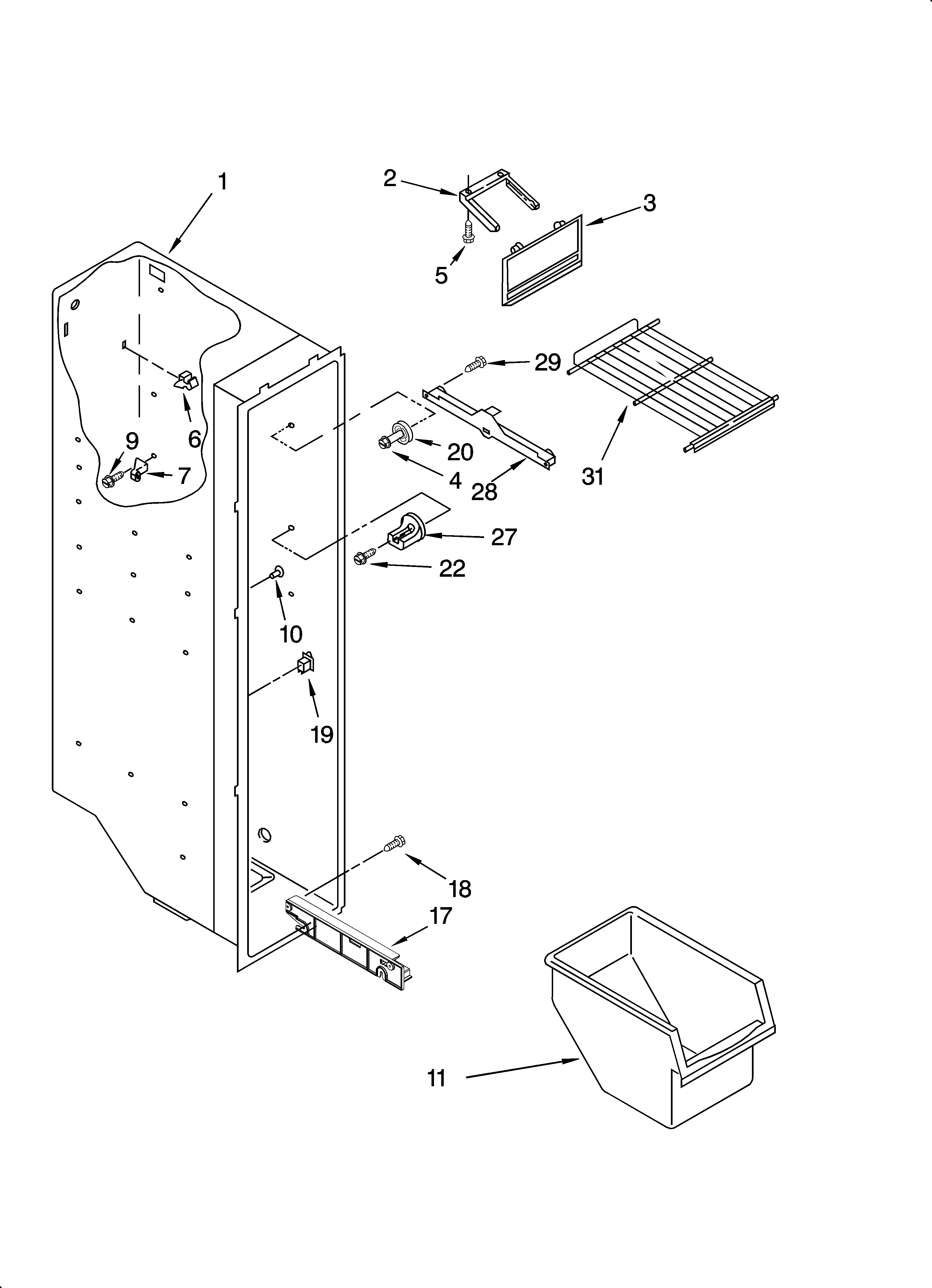 Whirlpool ED2FHEXNL02 freezer liner parts diagram