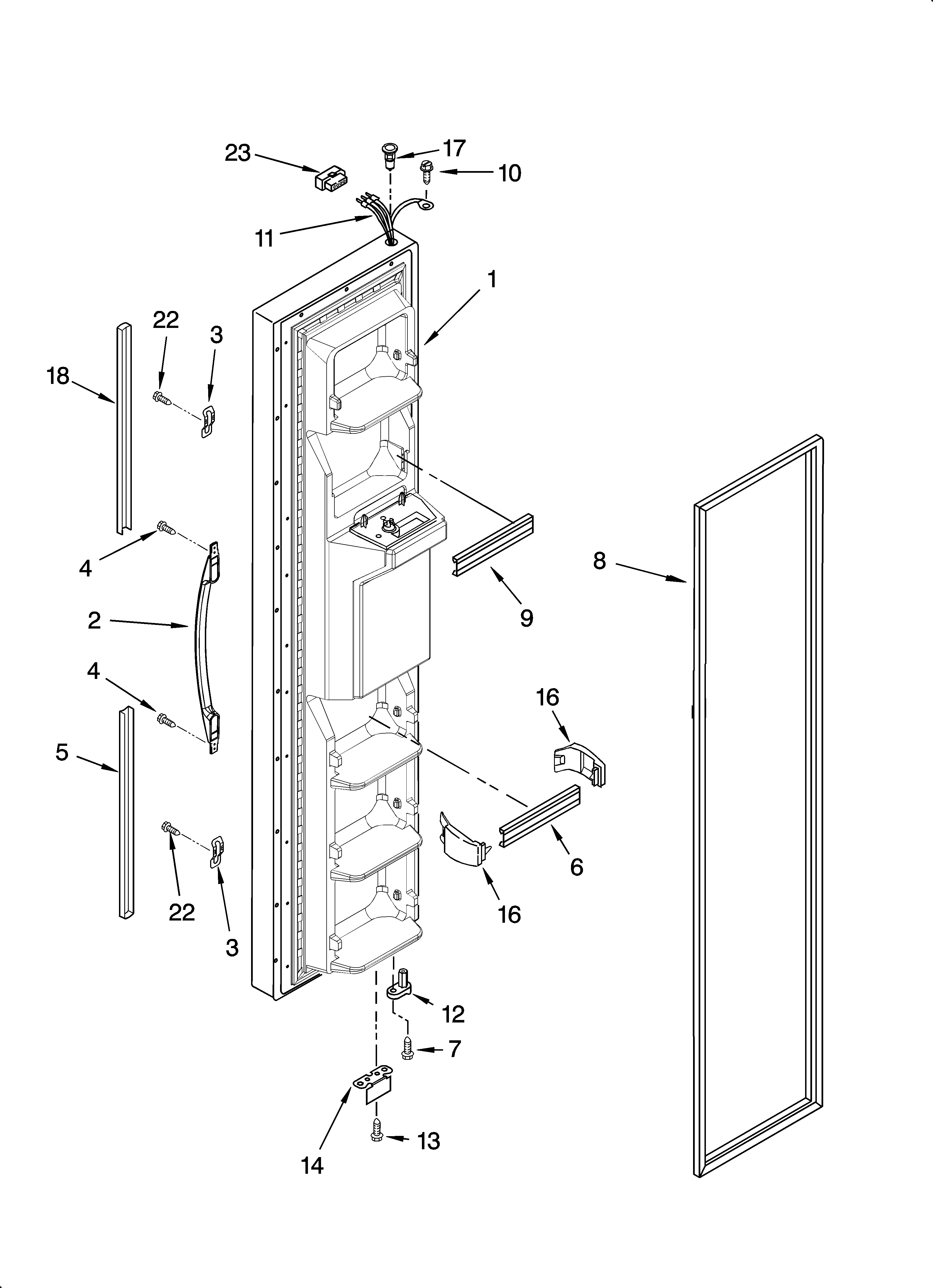 Whirlpool ED2FHEXNL02 freezer door parts diagram