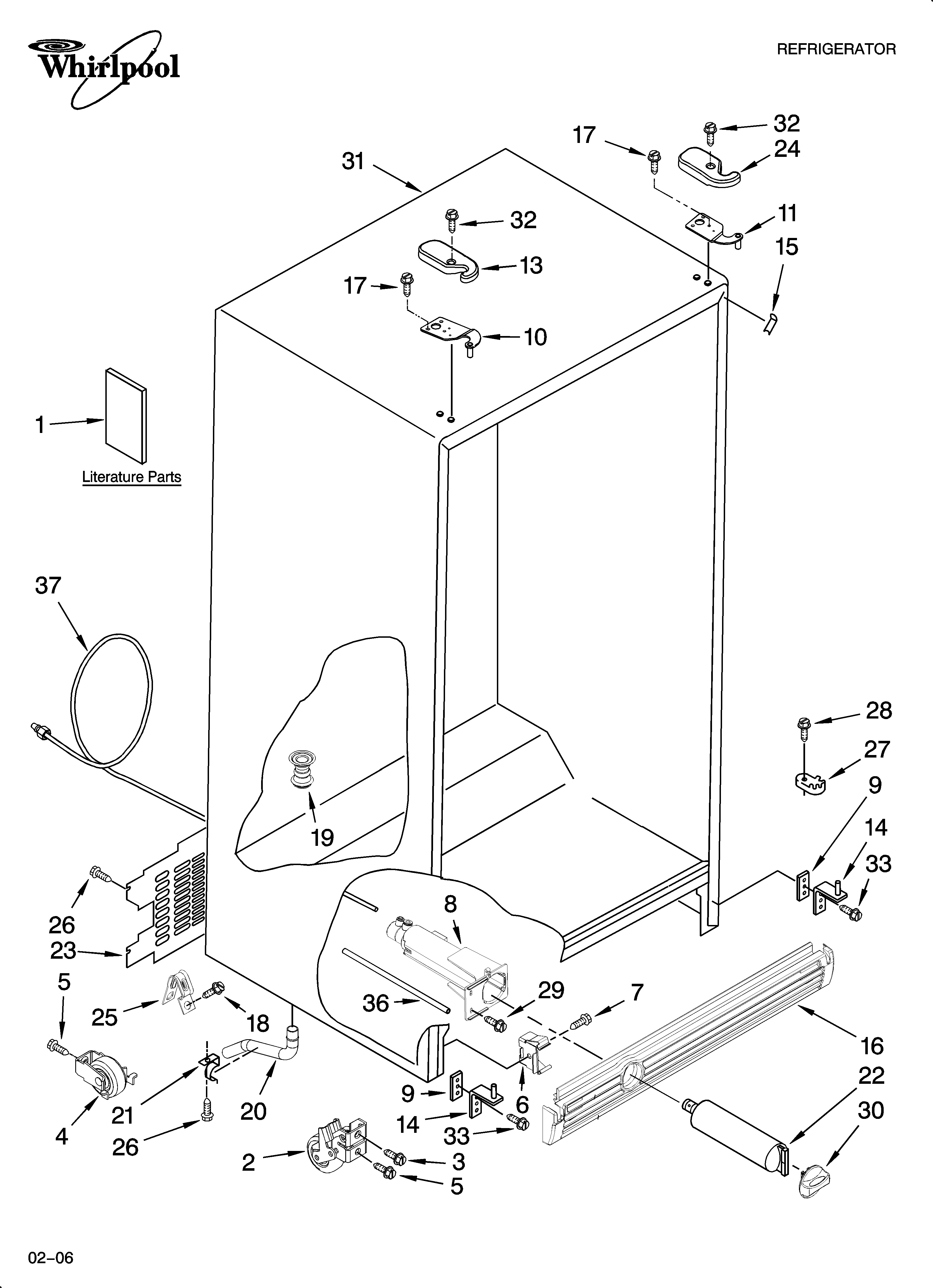 Whirlpool ED2SHAXML12 cabinet parts diagram