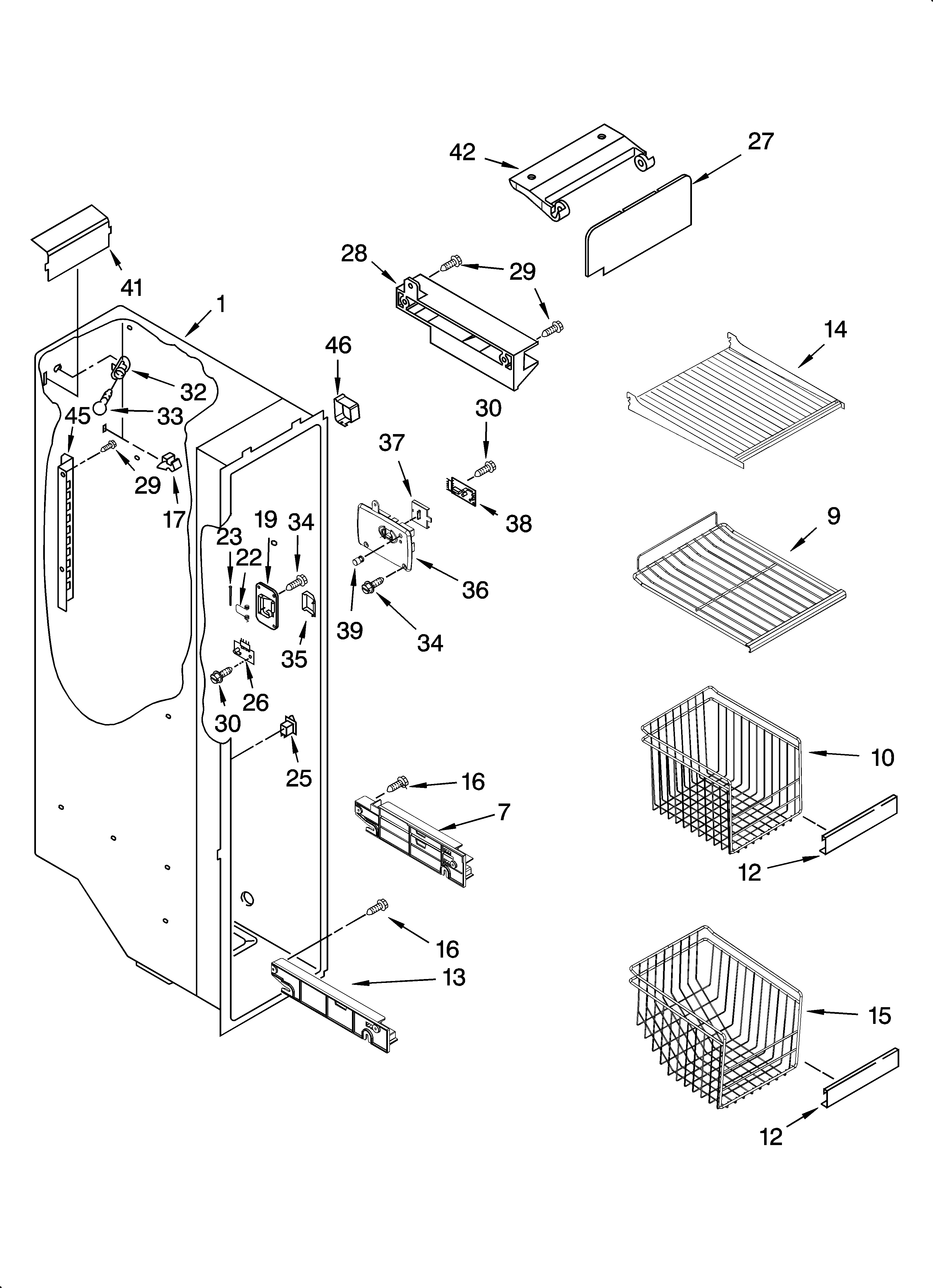 Whirlpool ED2SHAXML12 freezer liner parts diagram