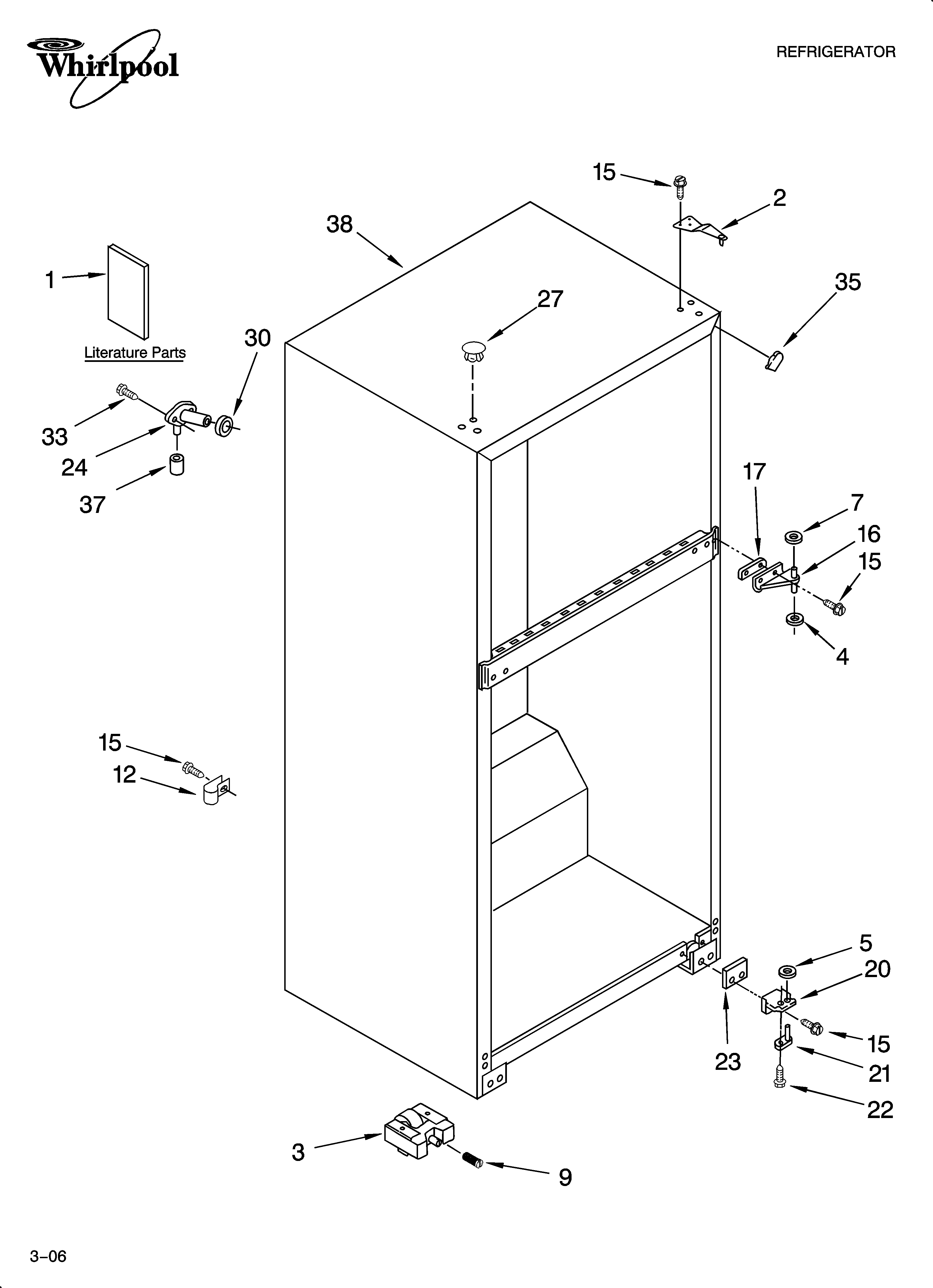 Whirlpool ET6WSKYSQ00 cabinet parts diagram