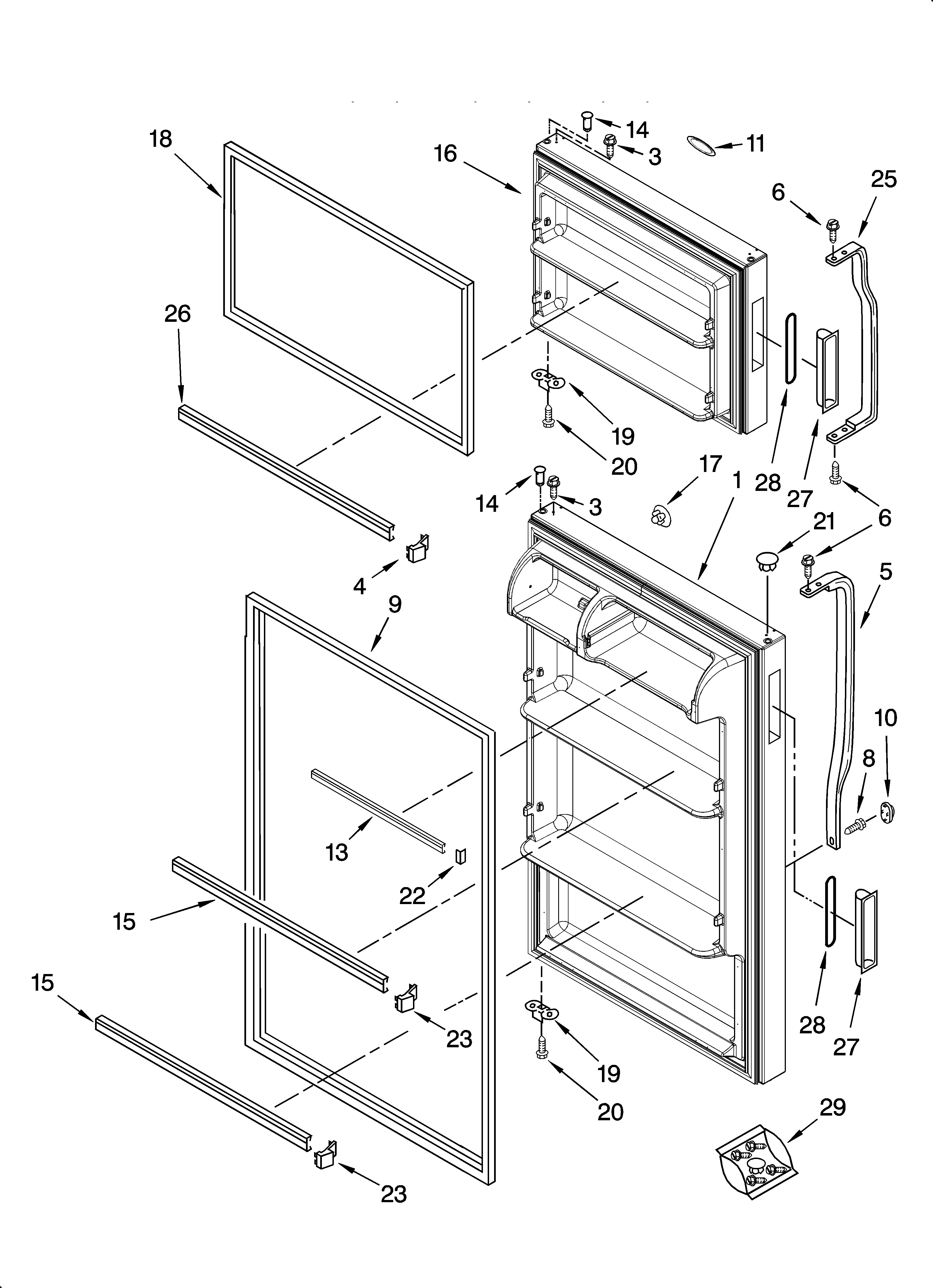 Whirlpool ET6WSKYSQ00 door parts diagram