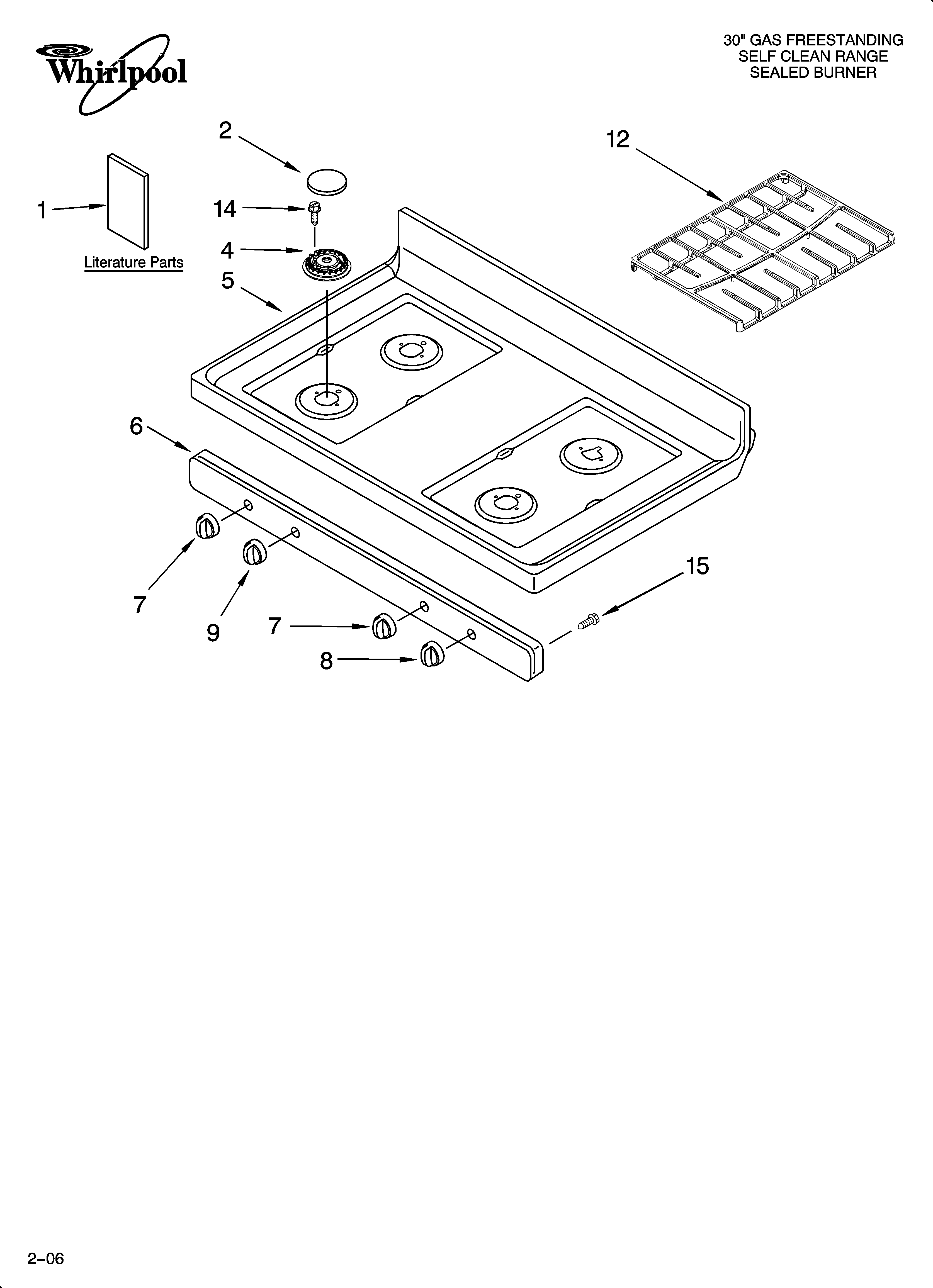 Whirlpool GS563LXSQ0 cooktop parts diagram