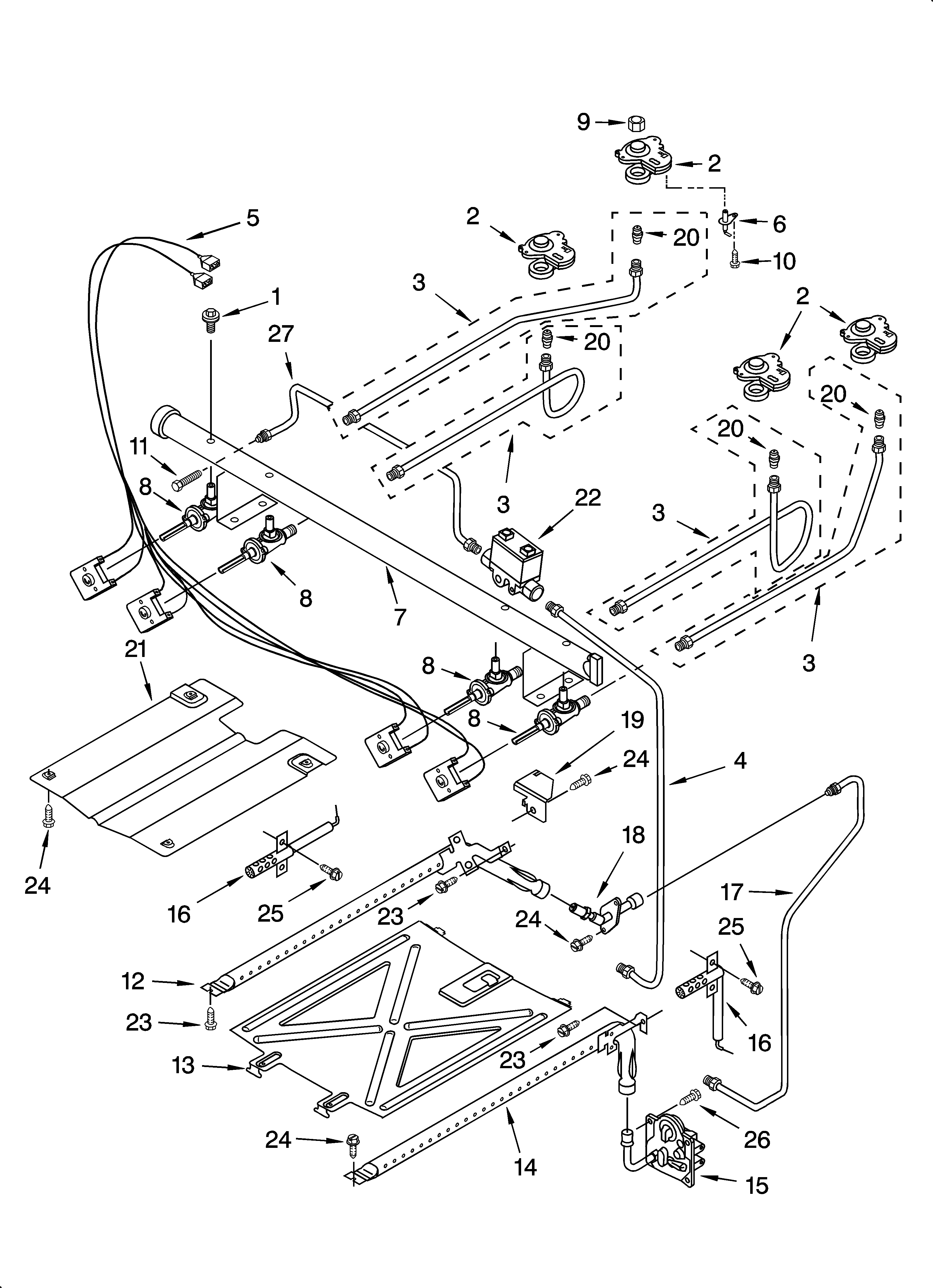 Whirlpool GS563LXSQ0 manifold parts diagram
