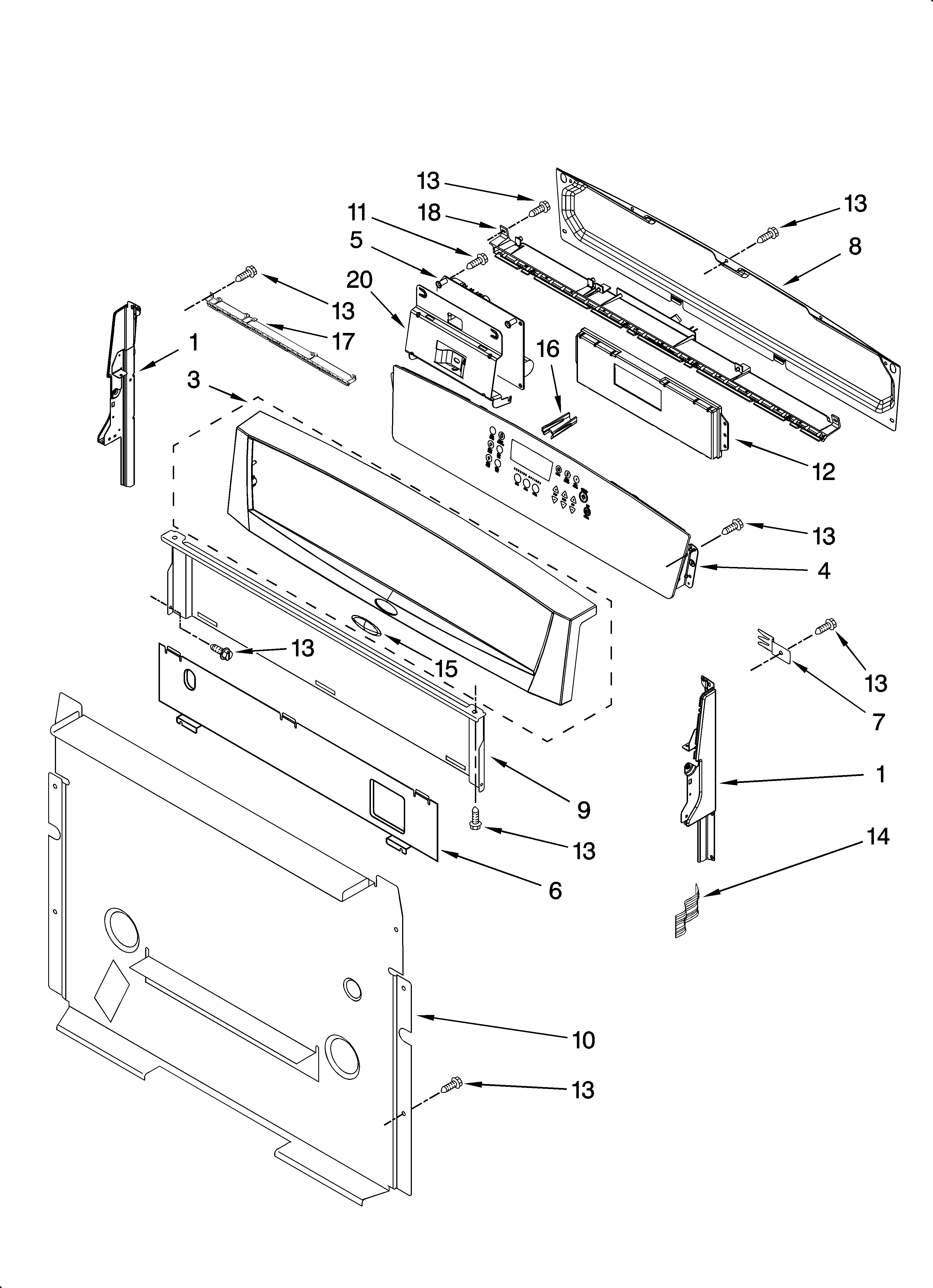 Whirlpool GS563LXSQ0 control panel parts diagram