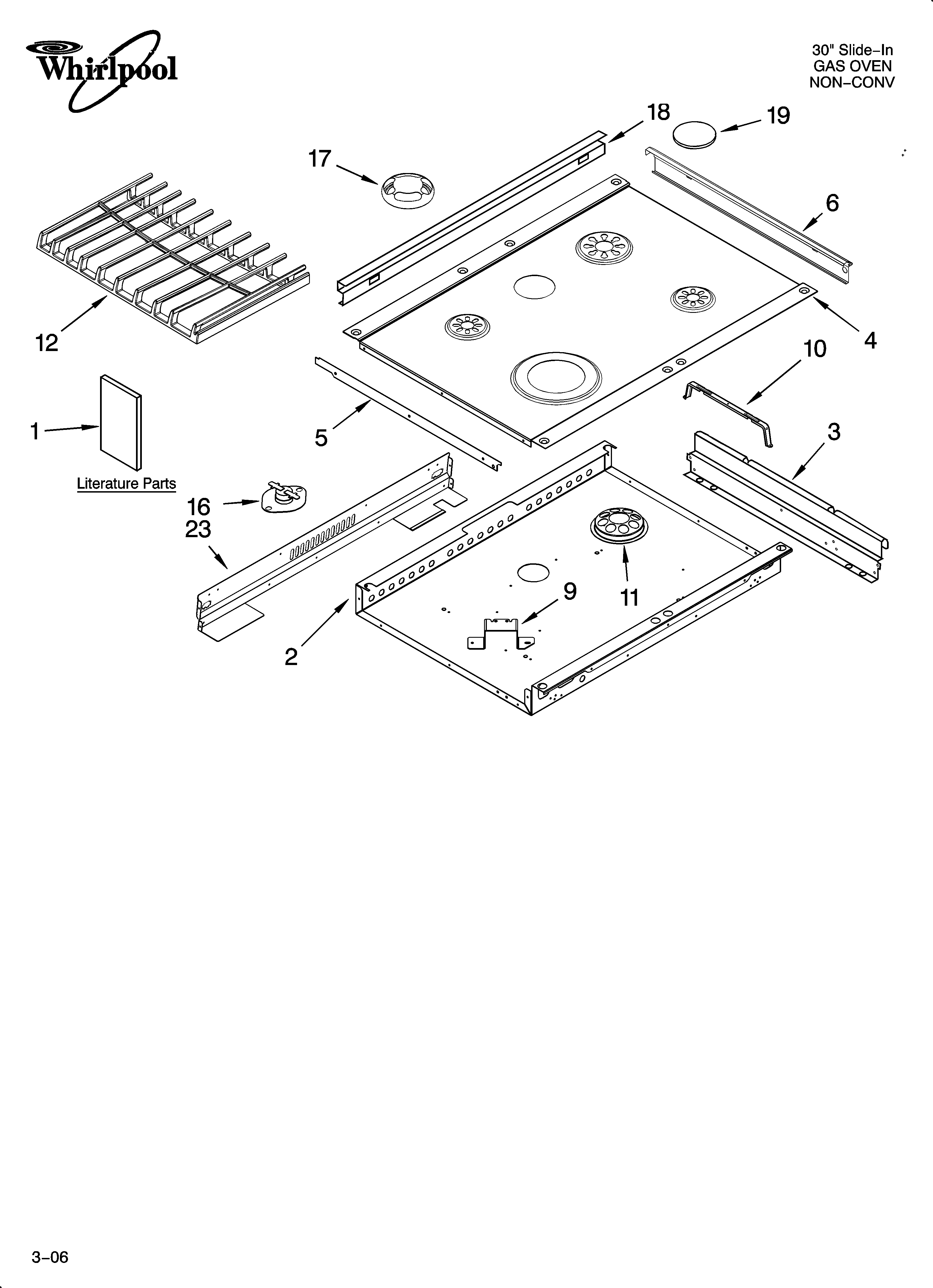 Whirlpool GW395LEPT00 cooktop parts diagram