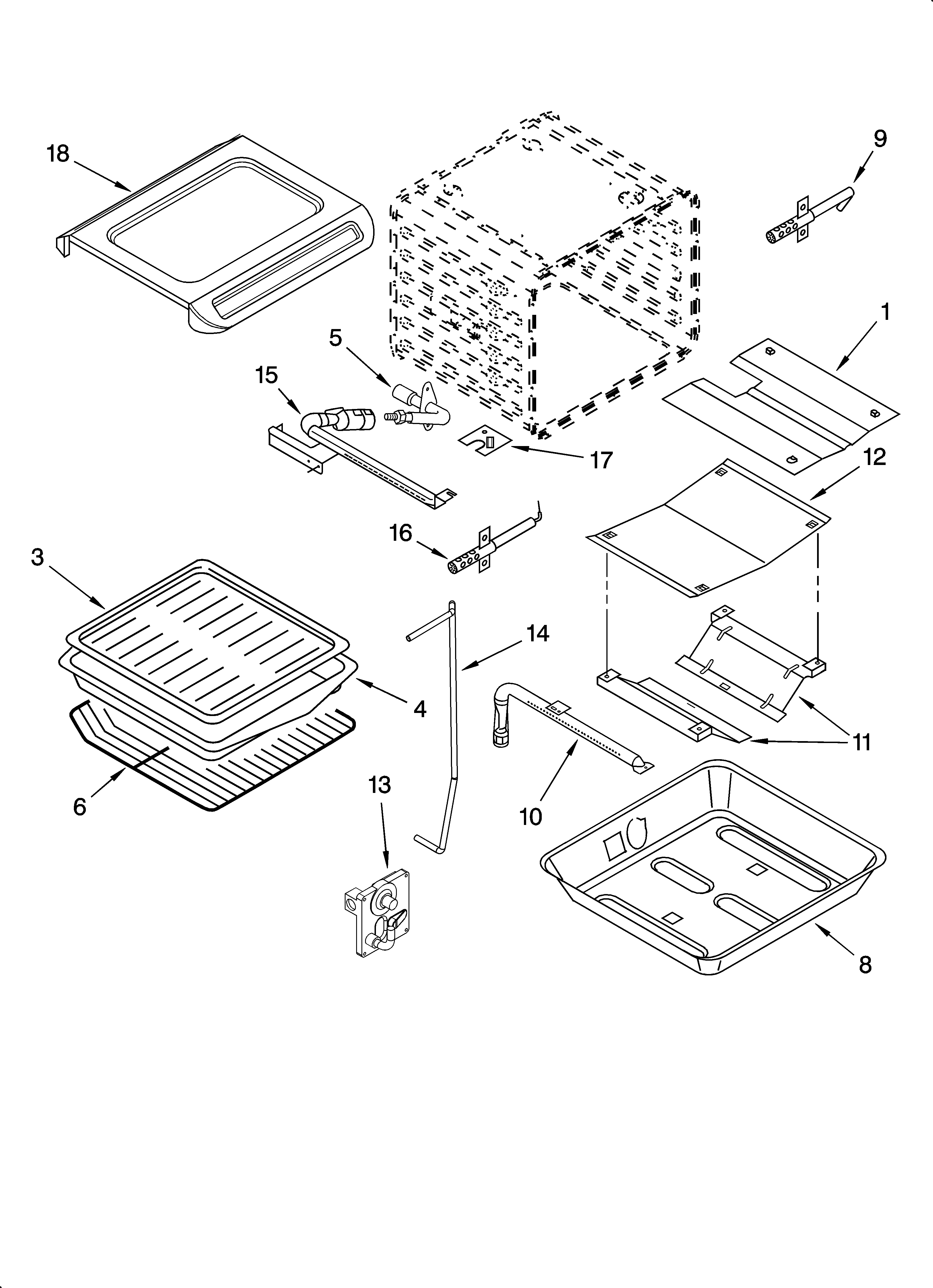 Whirlpool GW395LEPT00 internal oven parts diagram
