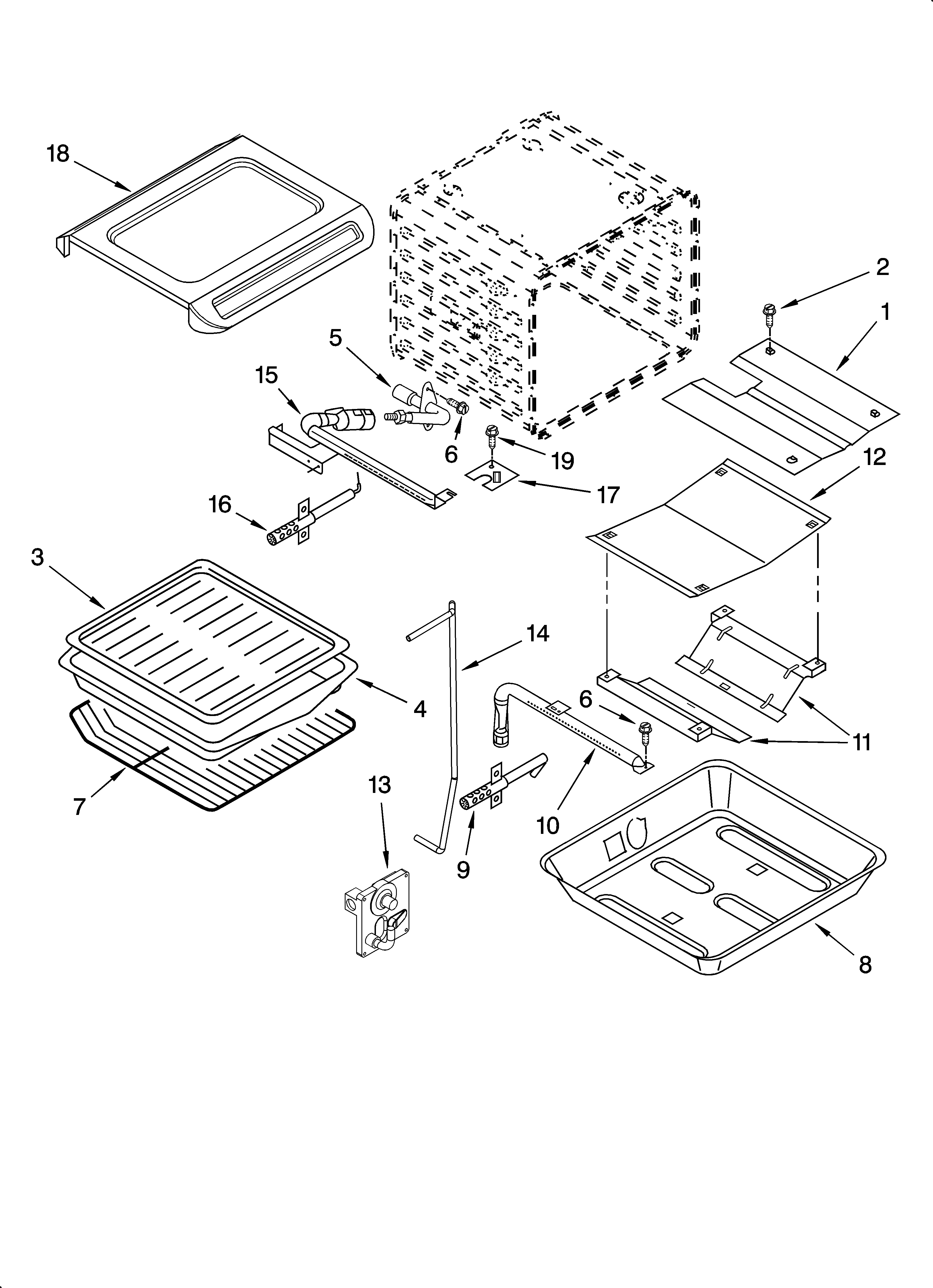 Whirlpool GW395LEPQ01 internal oven parts diagram