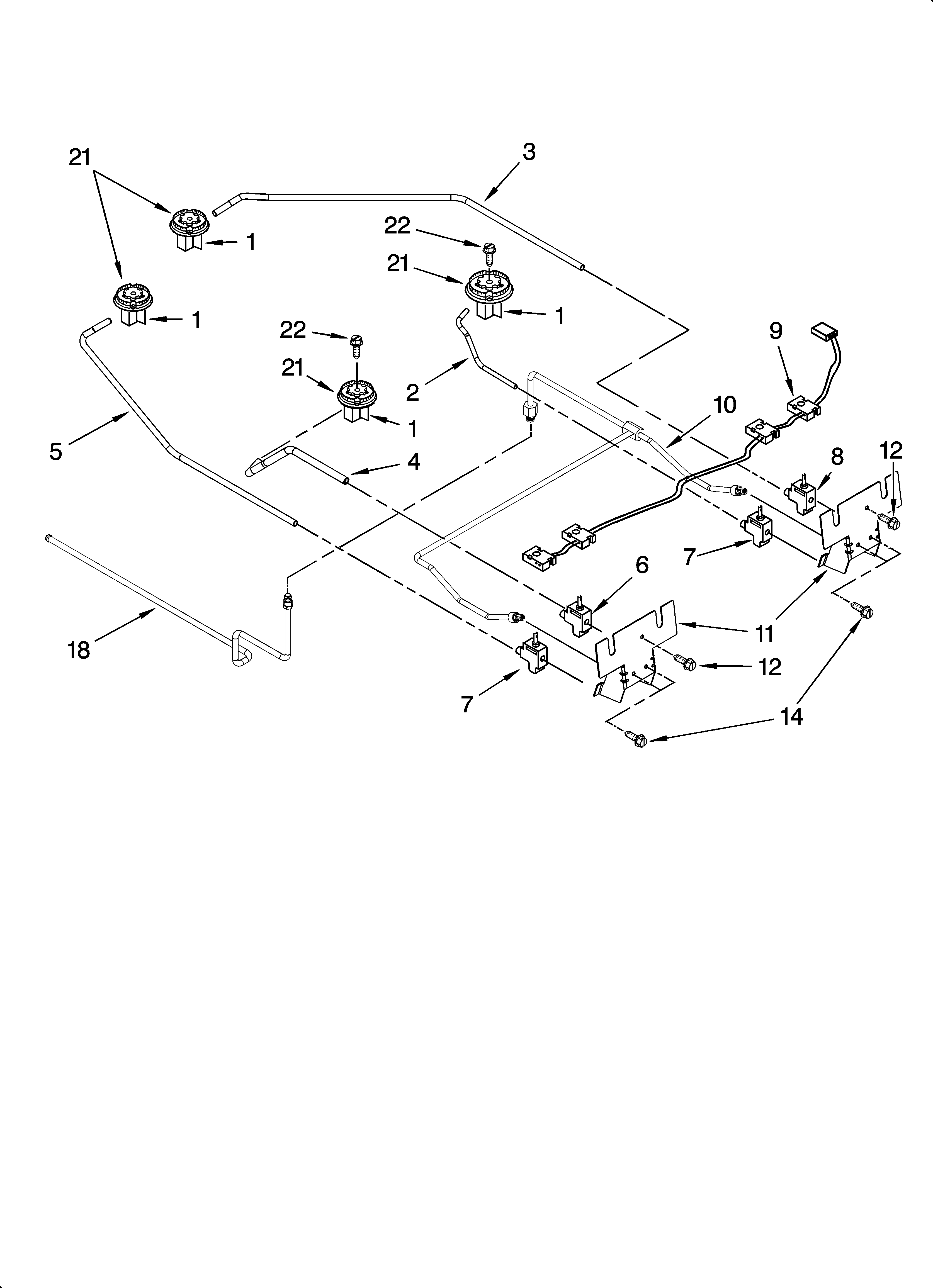 Whirlpool GW395LEPQ01 cooktop burner parts, optional parts diagram