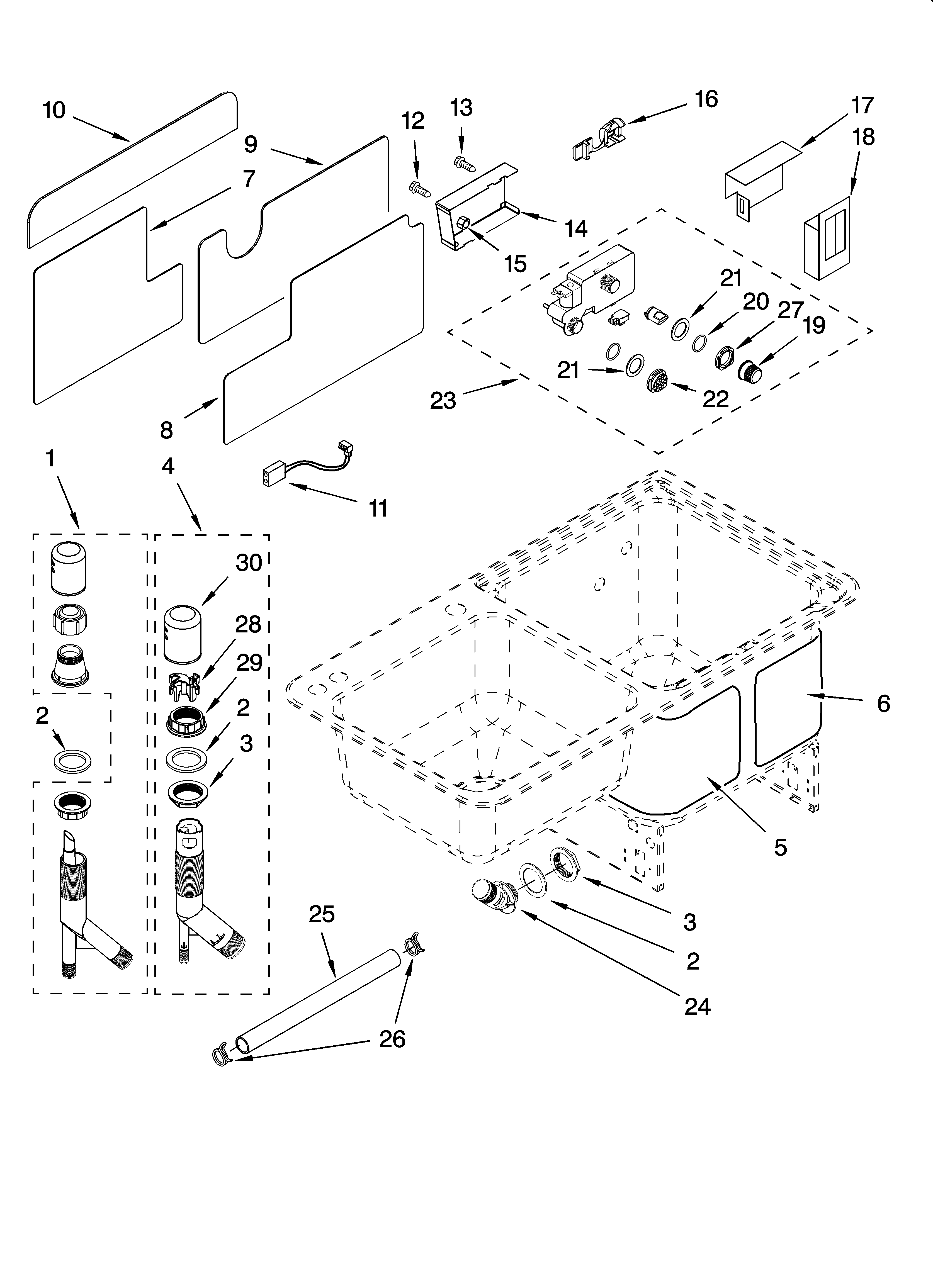 KitchenAid KIDS42EPSS1 air-gap and dispenser parts diagram