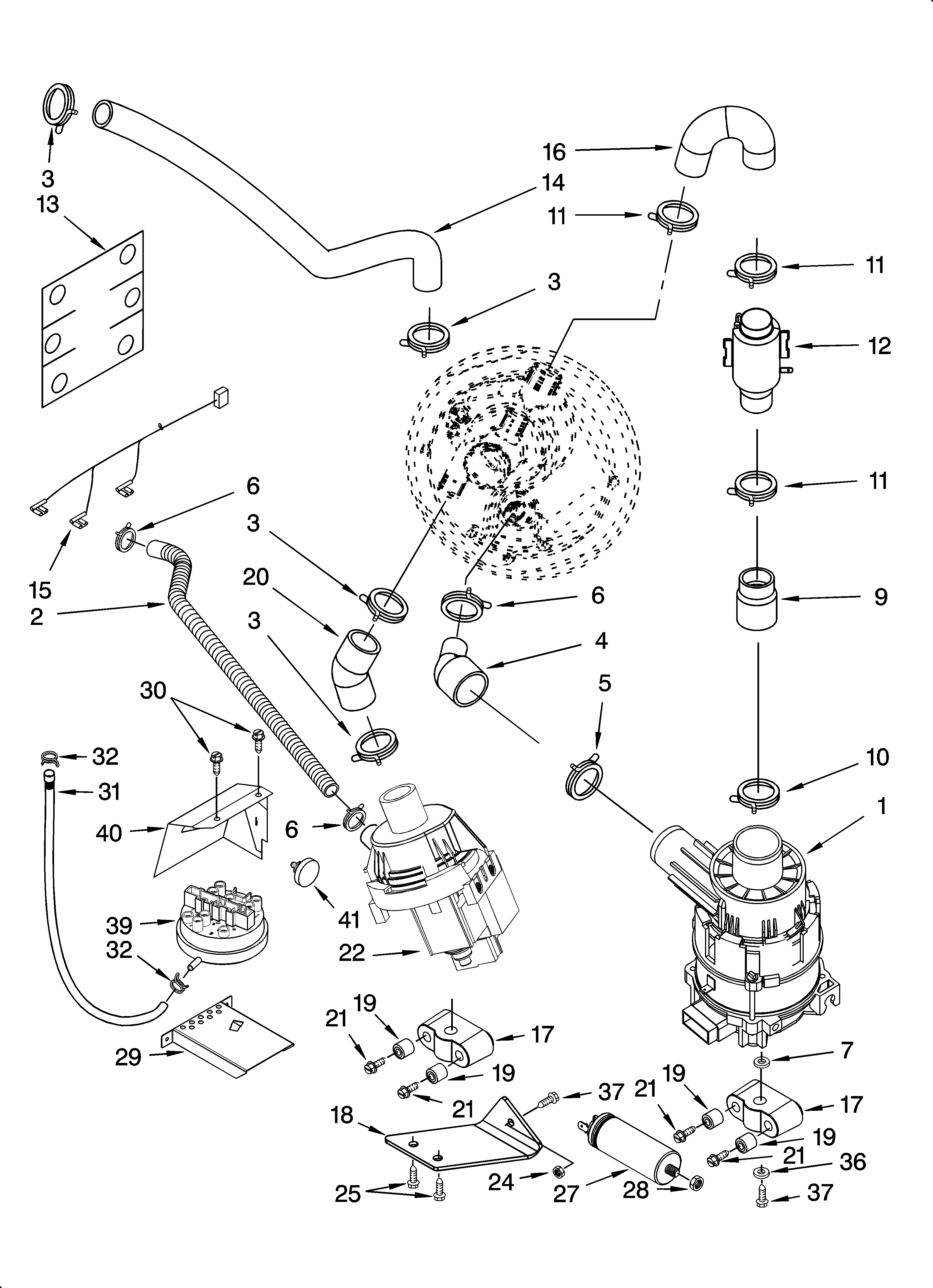 KitchenAid KIDS42EPSS1 pump and motor parts diagram