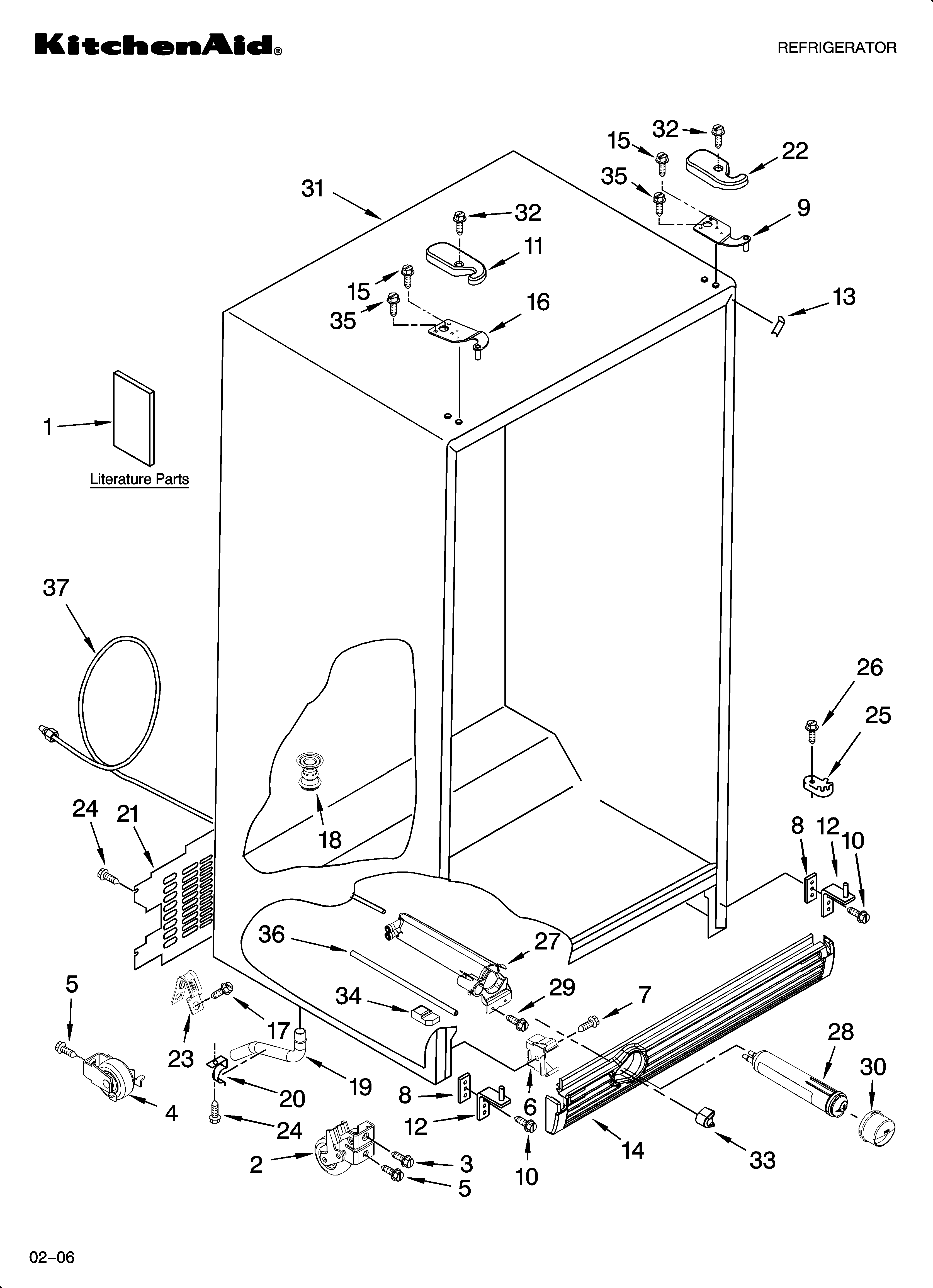 KitchenAid KSRL25FRMS02 cabinet parts diagram