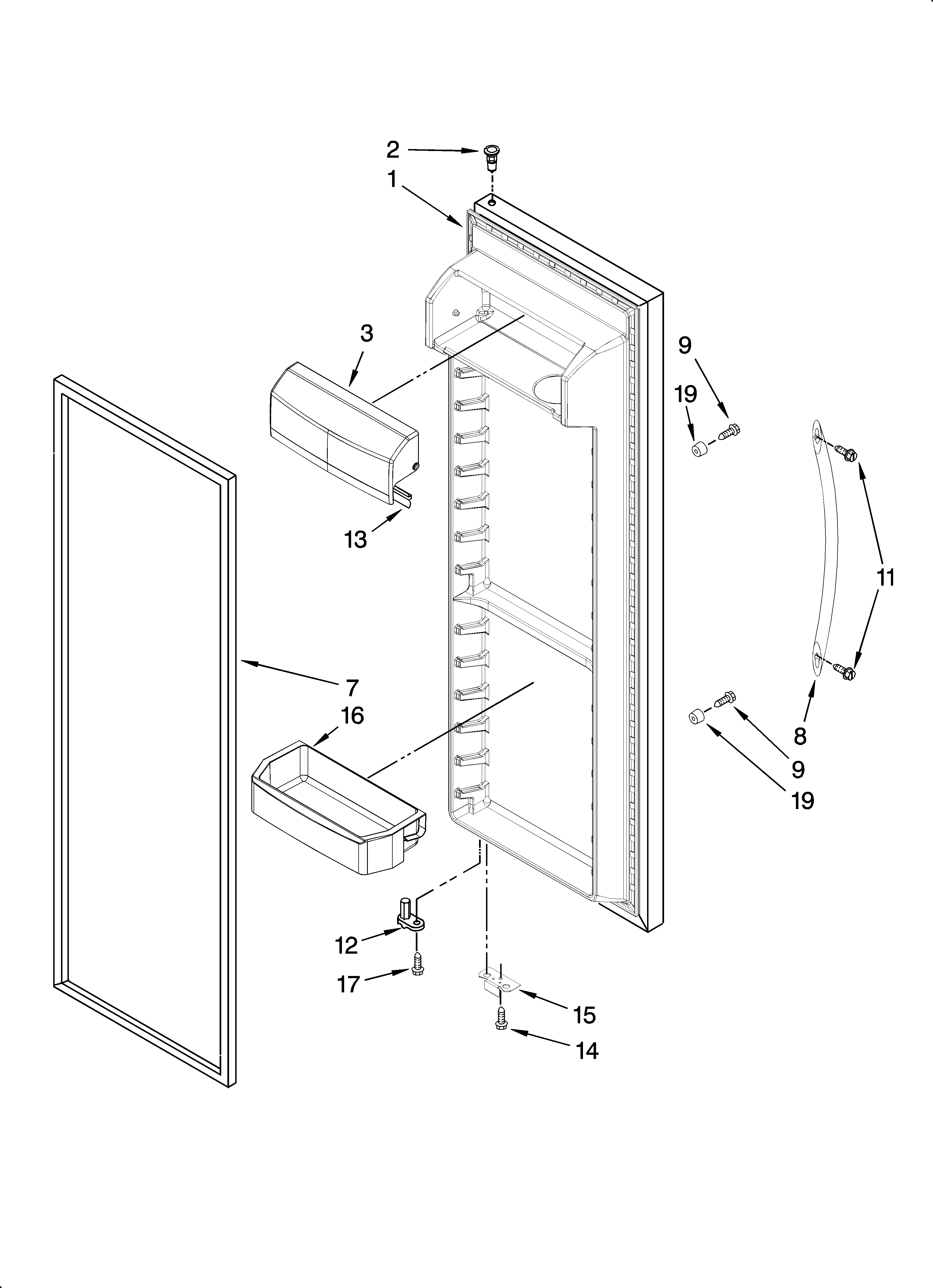 KitchenAid KSRL25FRMS02 refrigerator door parts diagram