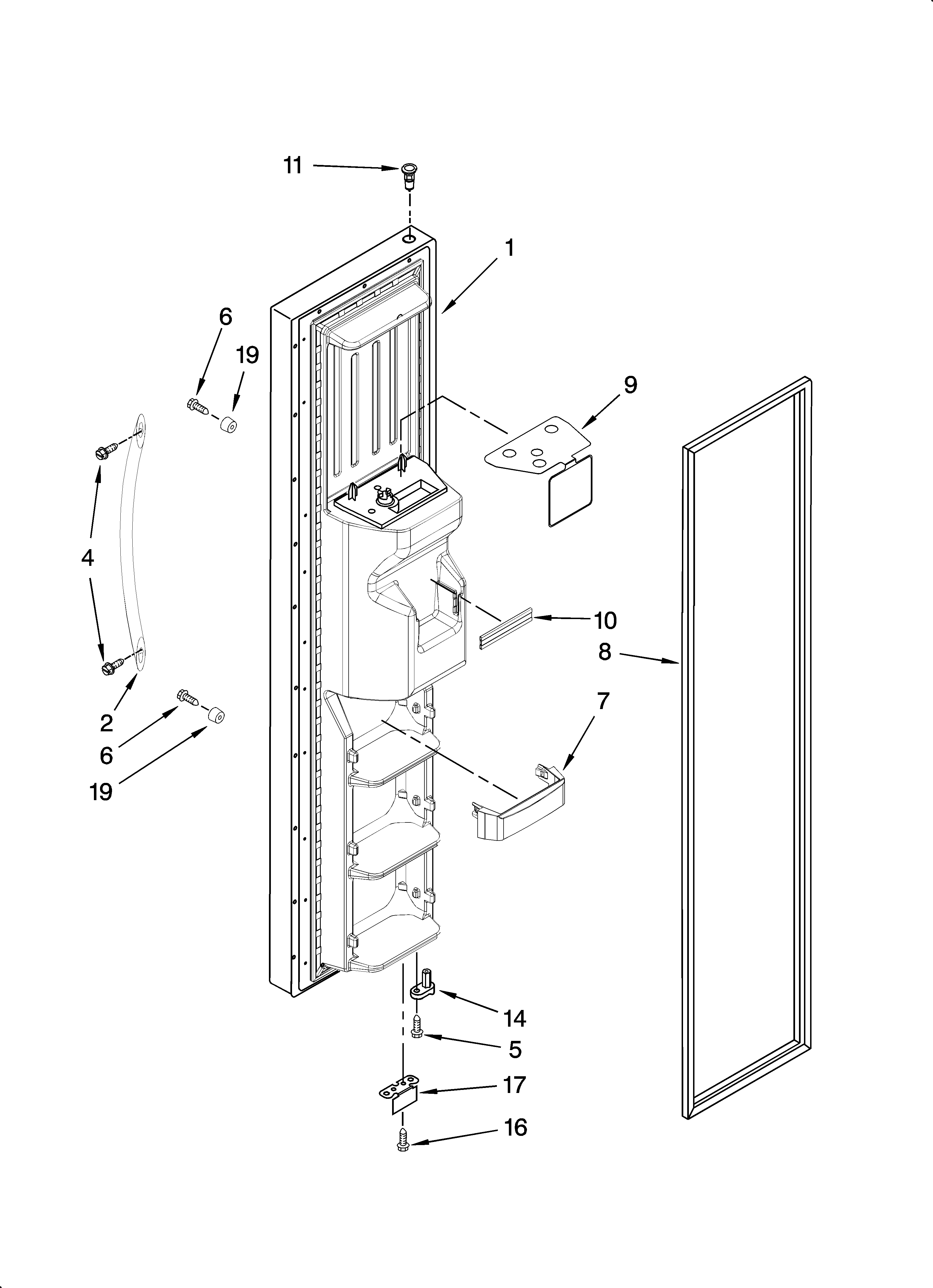 KitchenAid KSRL25FRMS02 freezer door parts diagram