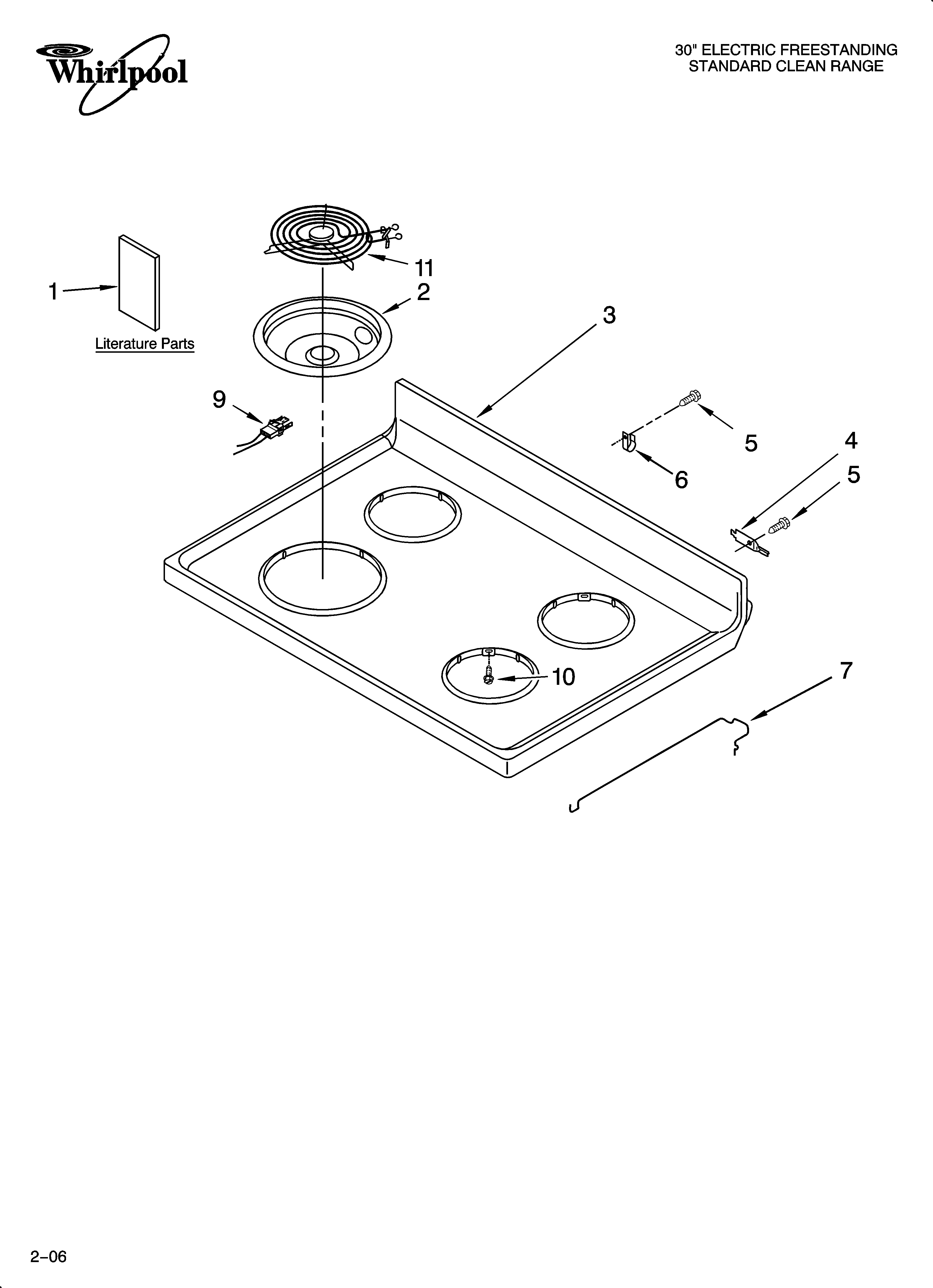 Whirlpool RF111PXSQ0 cooktop parts diagram