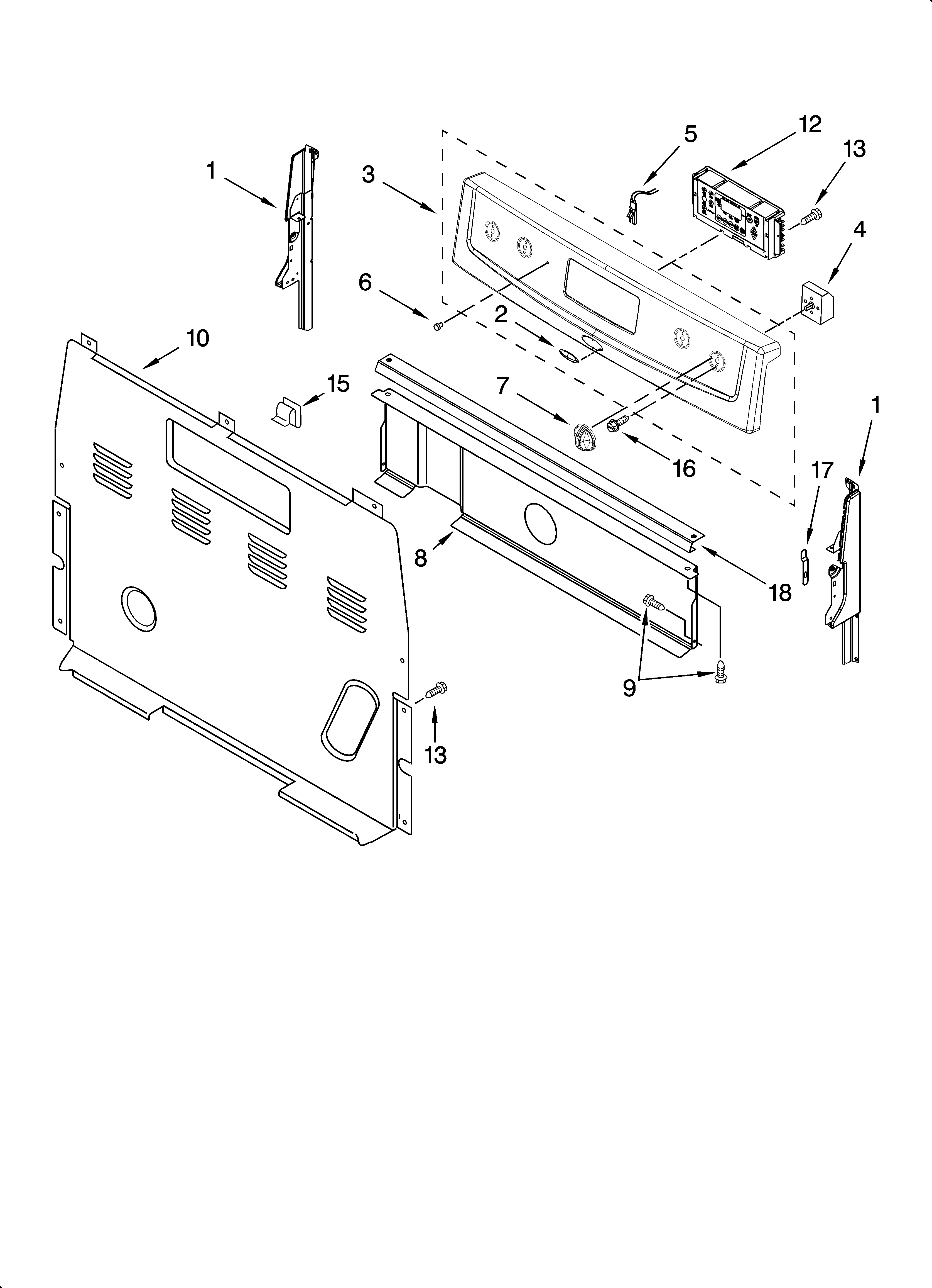 Whirlpool RF114PXST0 control panel parts diagram