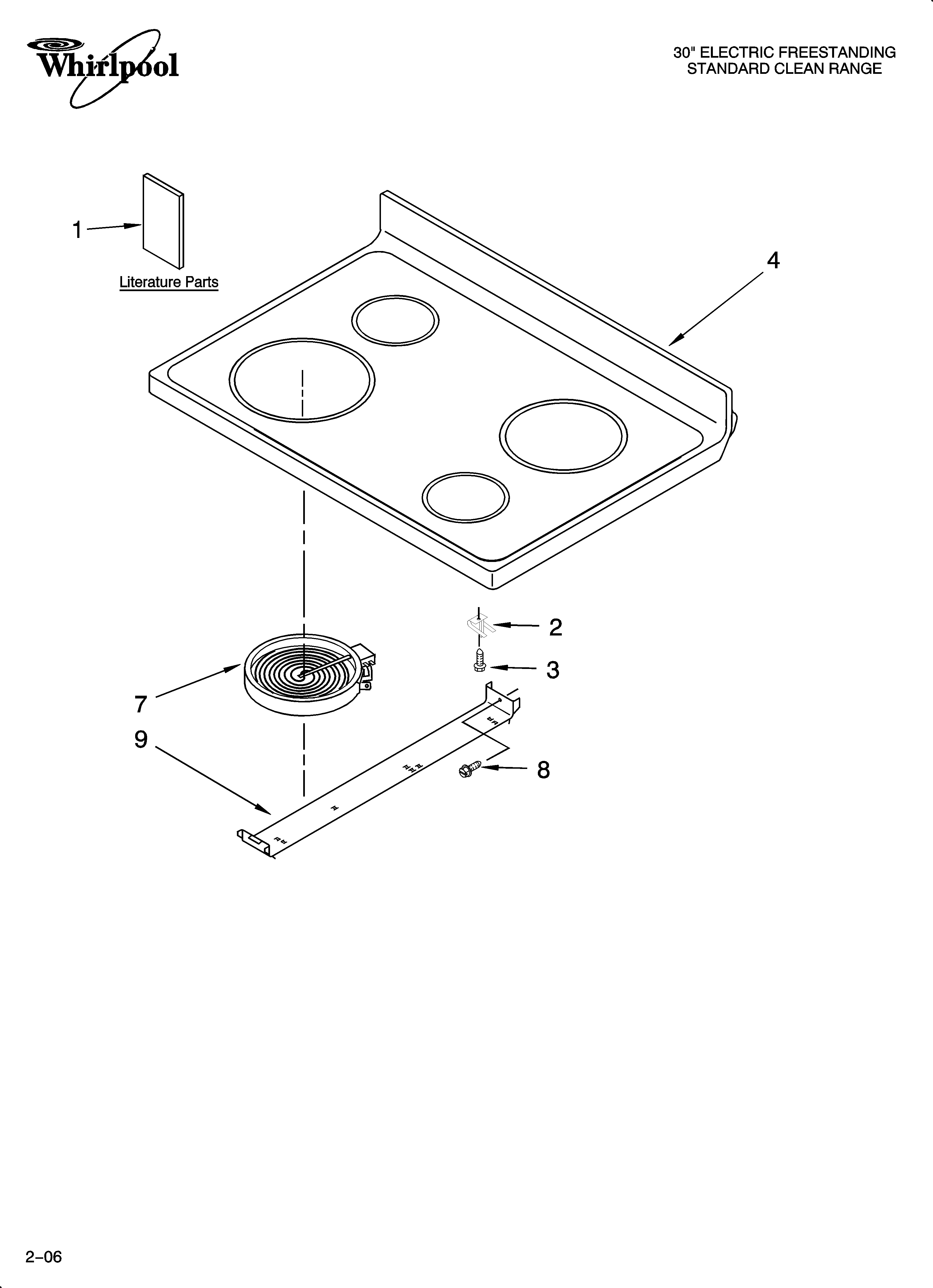 Whirlpool RF212PXSQ0 cooktop parts diagram