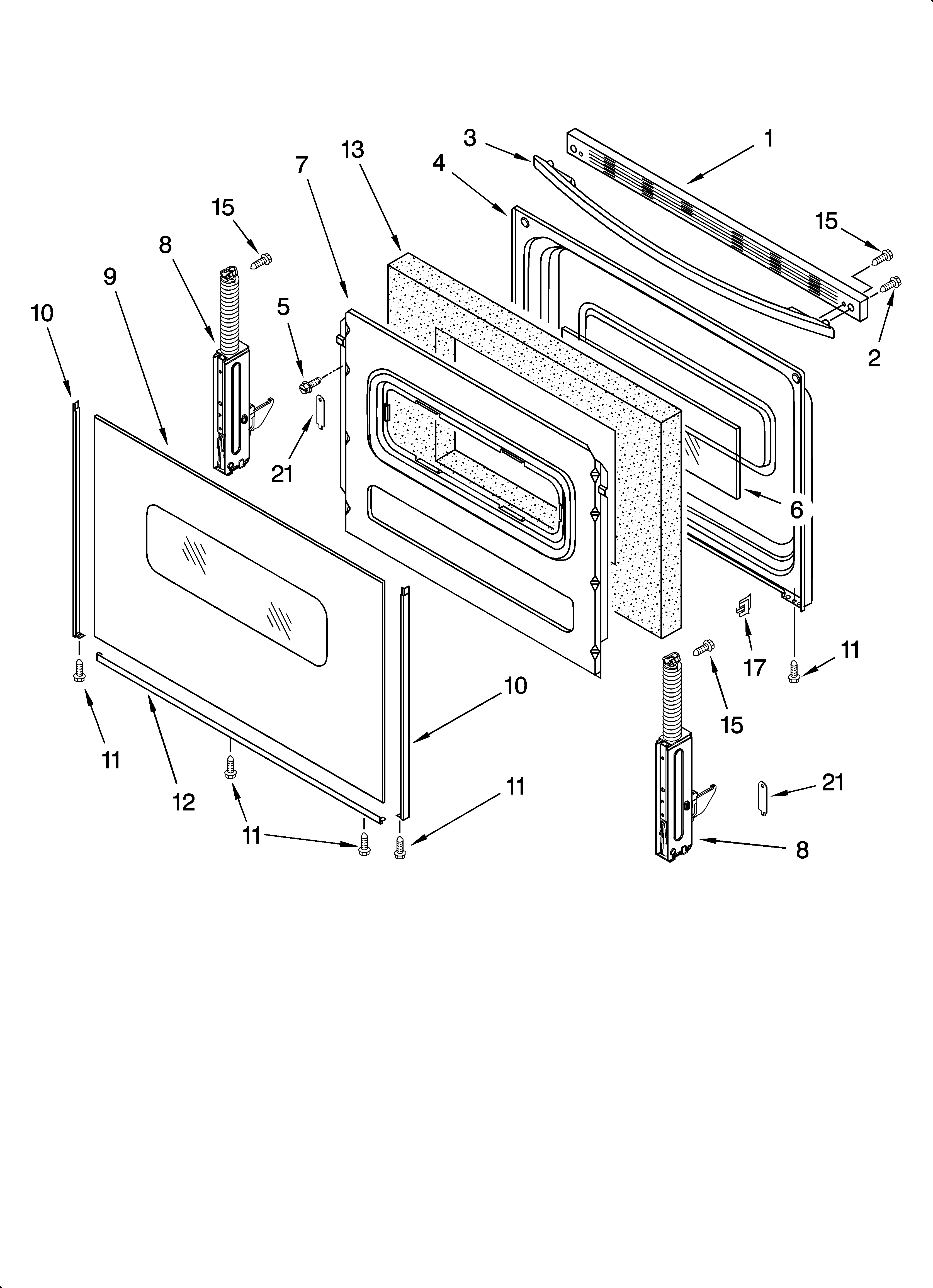 Whirlpool RF212PXSQ0 door parts, optional parts (not included) diagram
