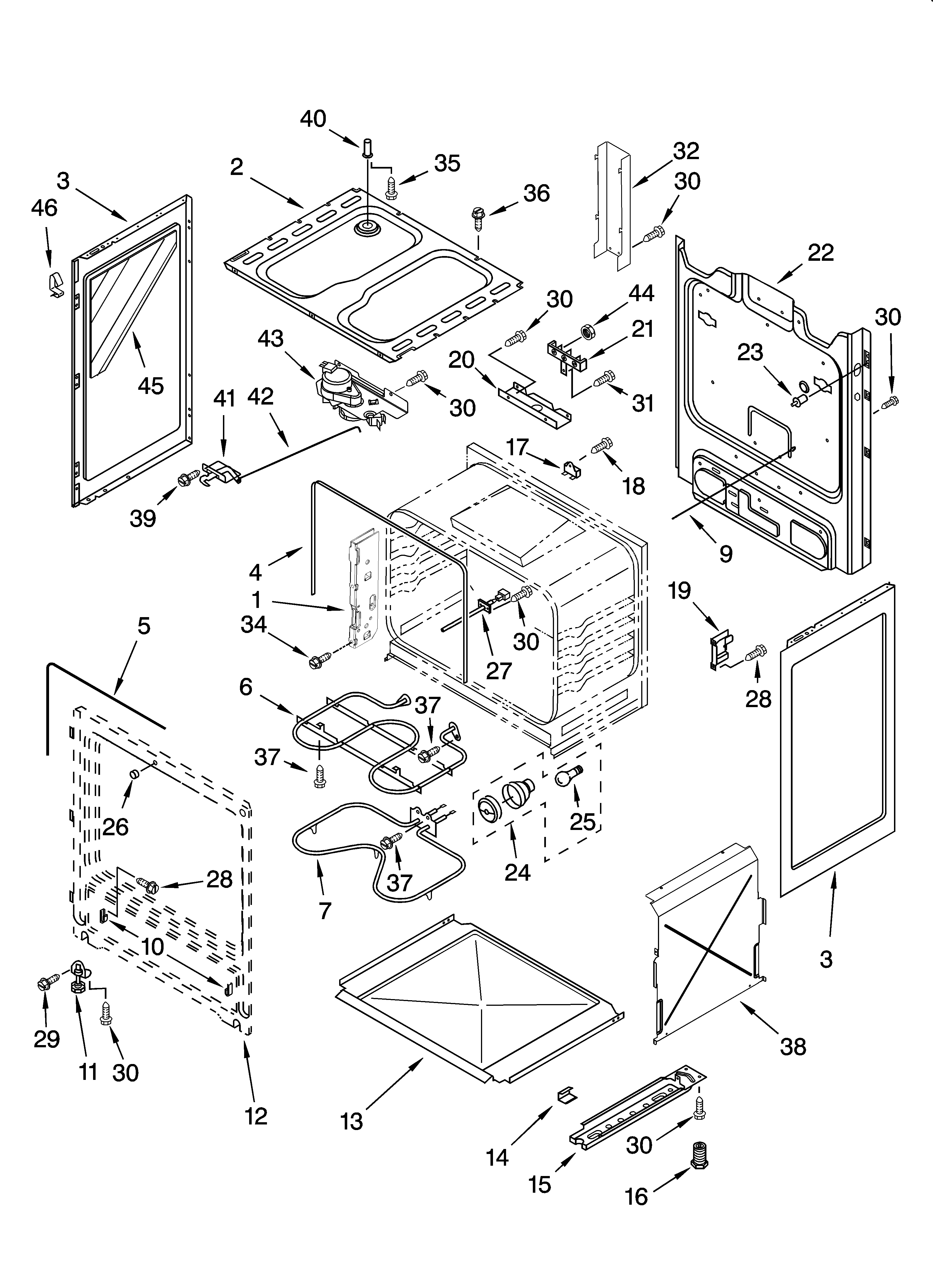 Whirlpool RF261PXSW0 chassis parts diagram