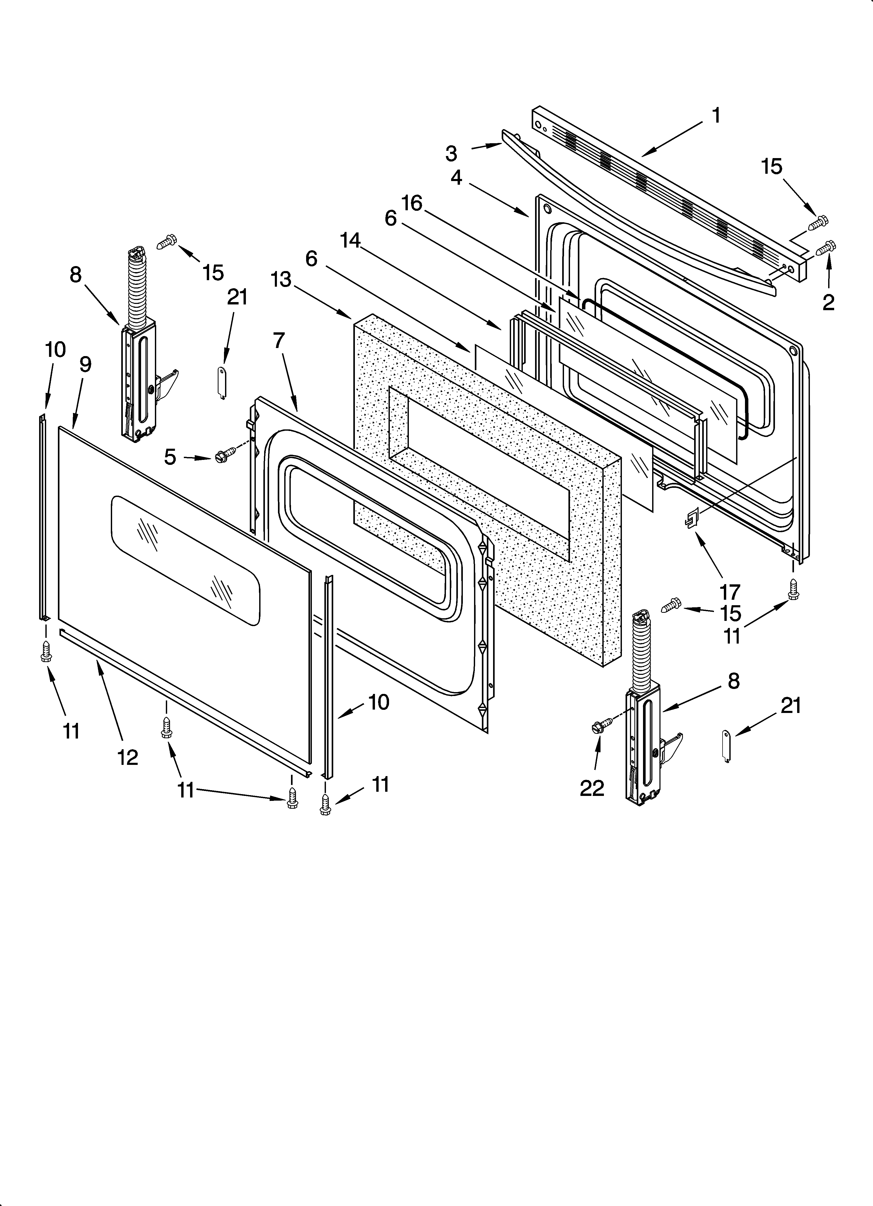Whirlpool RF261PXSW0 door parts, optional parts (not included) diagram