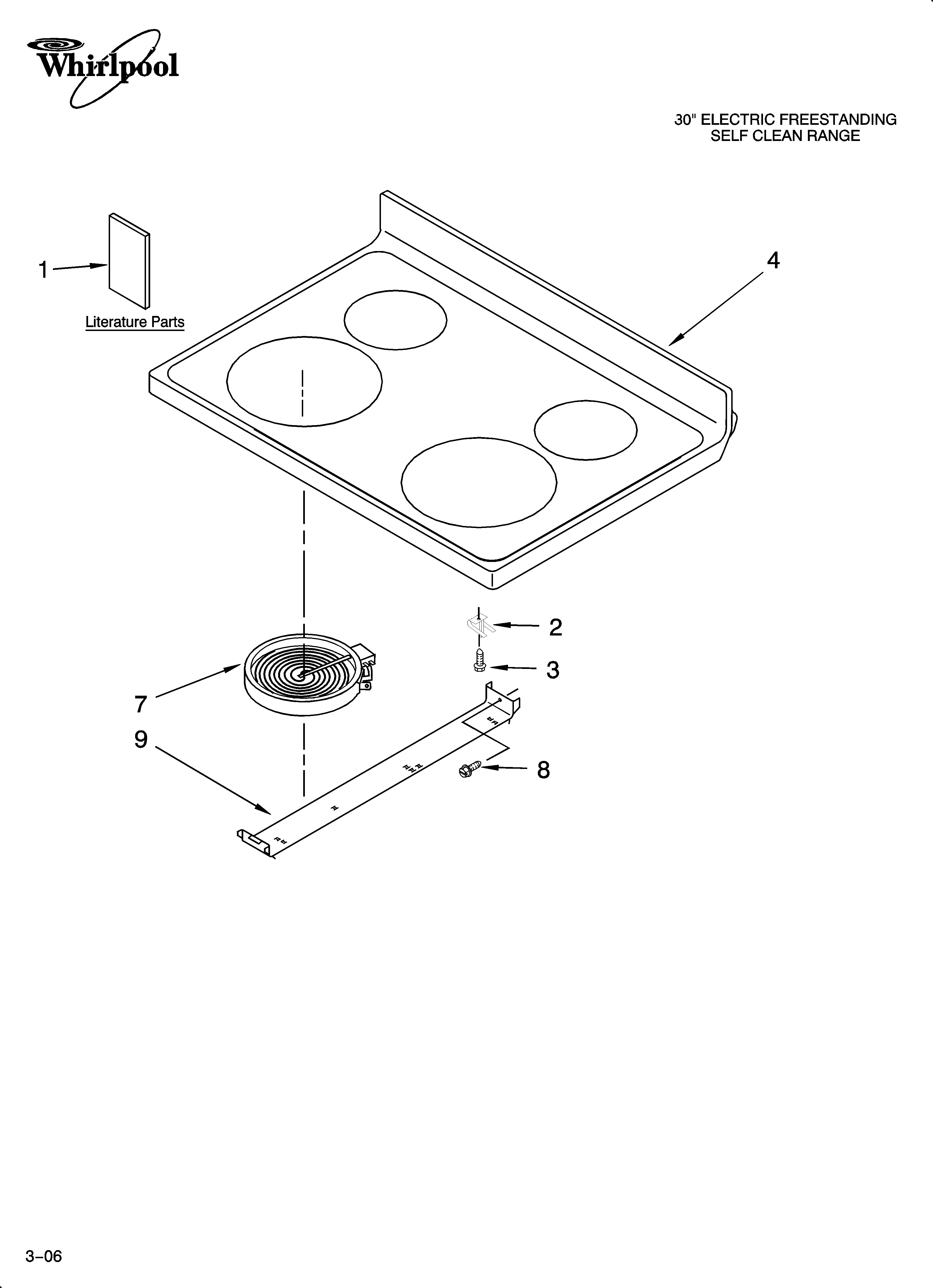 Whirlpool RF262LXSQ0 cooktop parts diagram